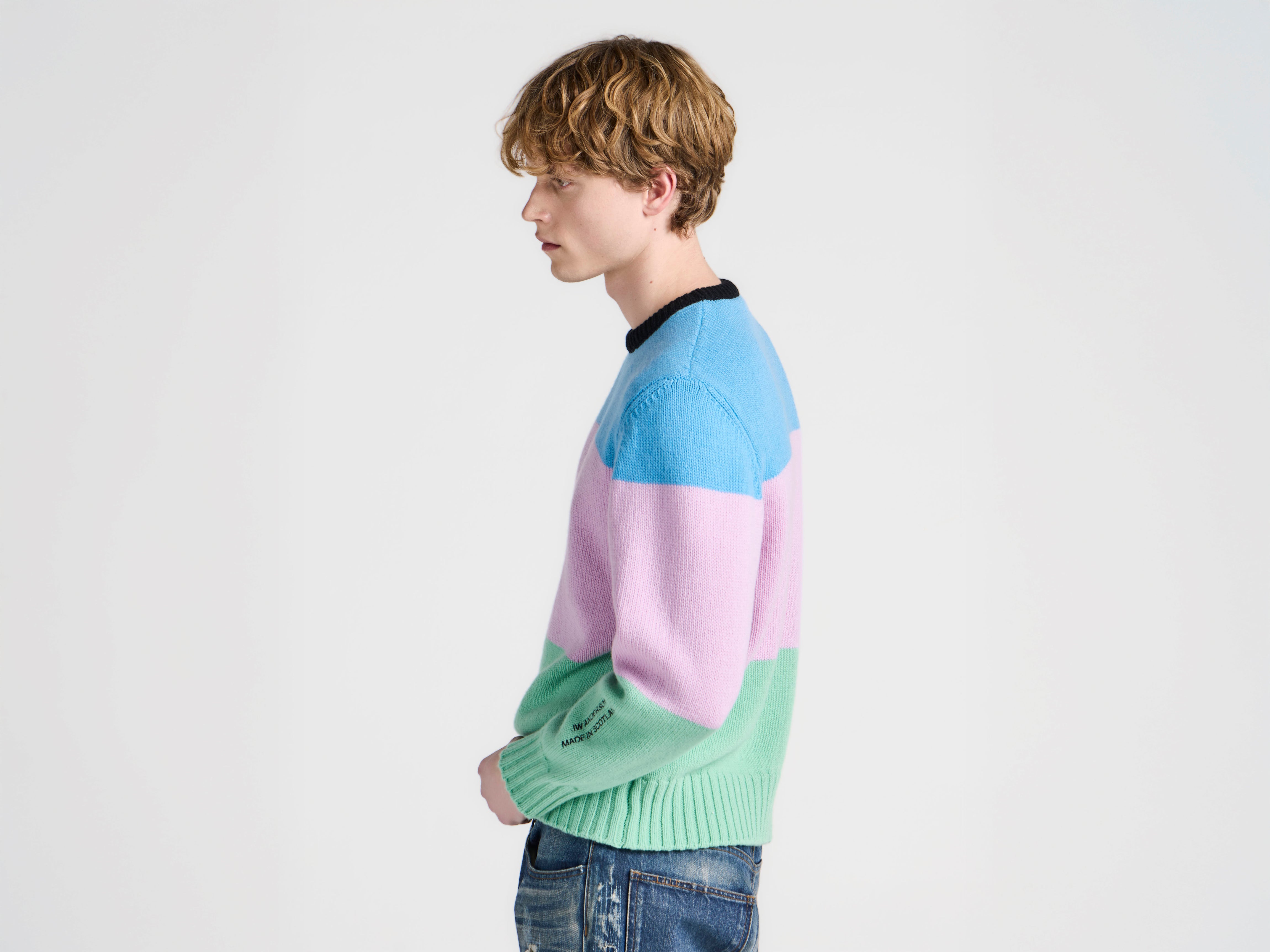 J.W.Anderson Knitwear Stripe Strickpullover Herren Blau Merino