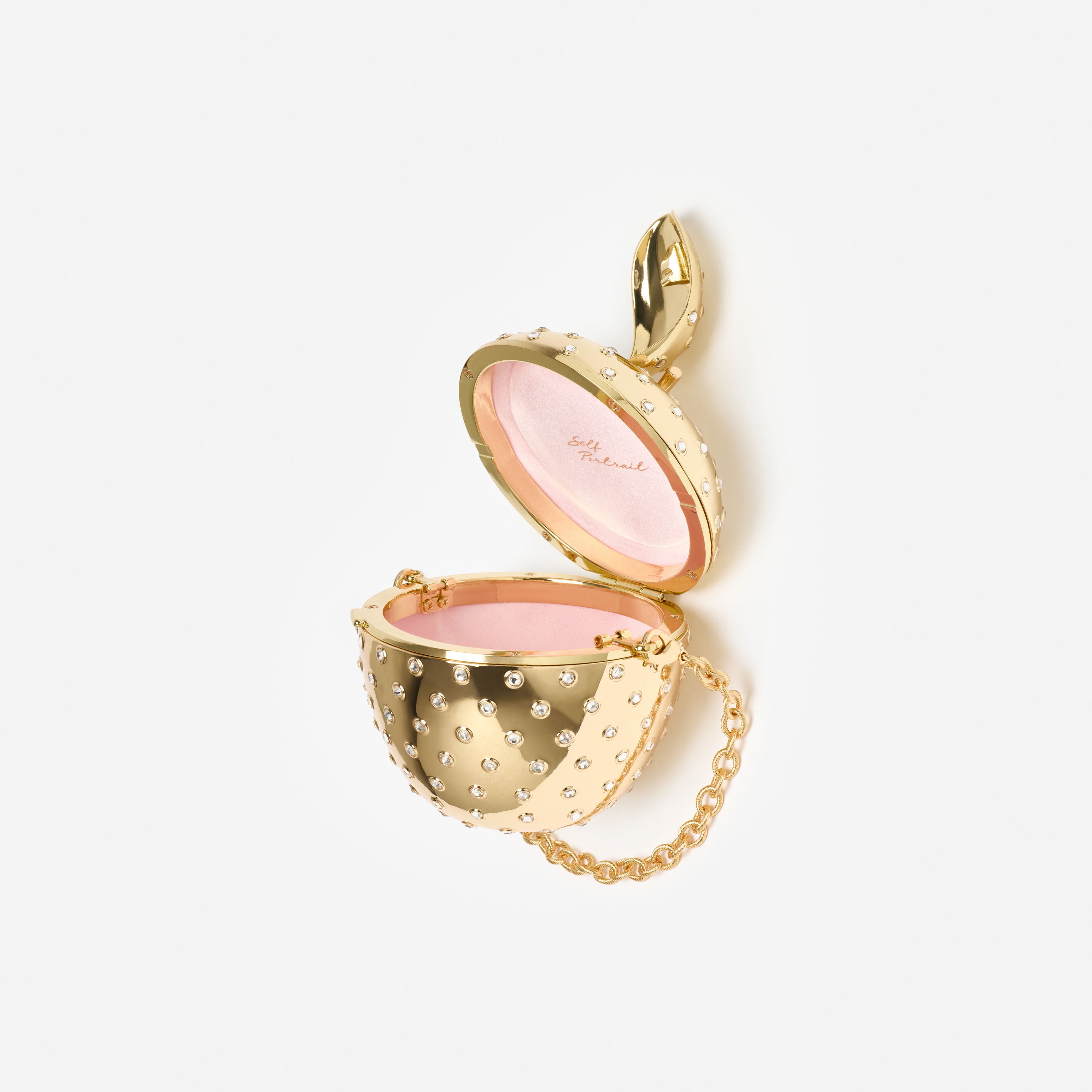 Self Portrait Gold Crystal Apple Clutch Mini Gold Tasche