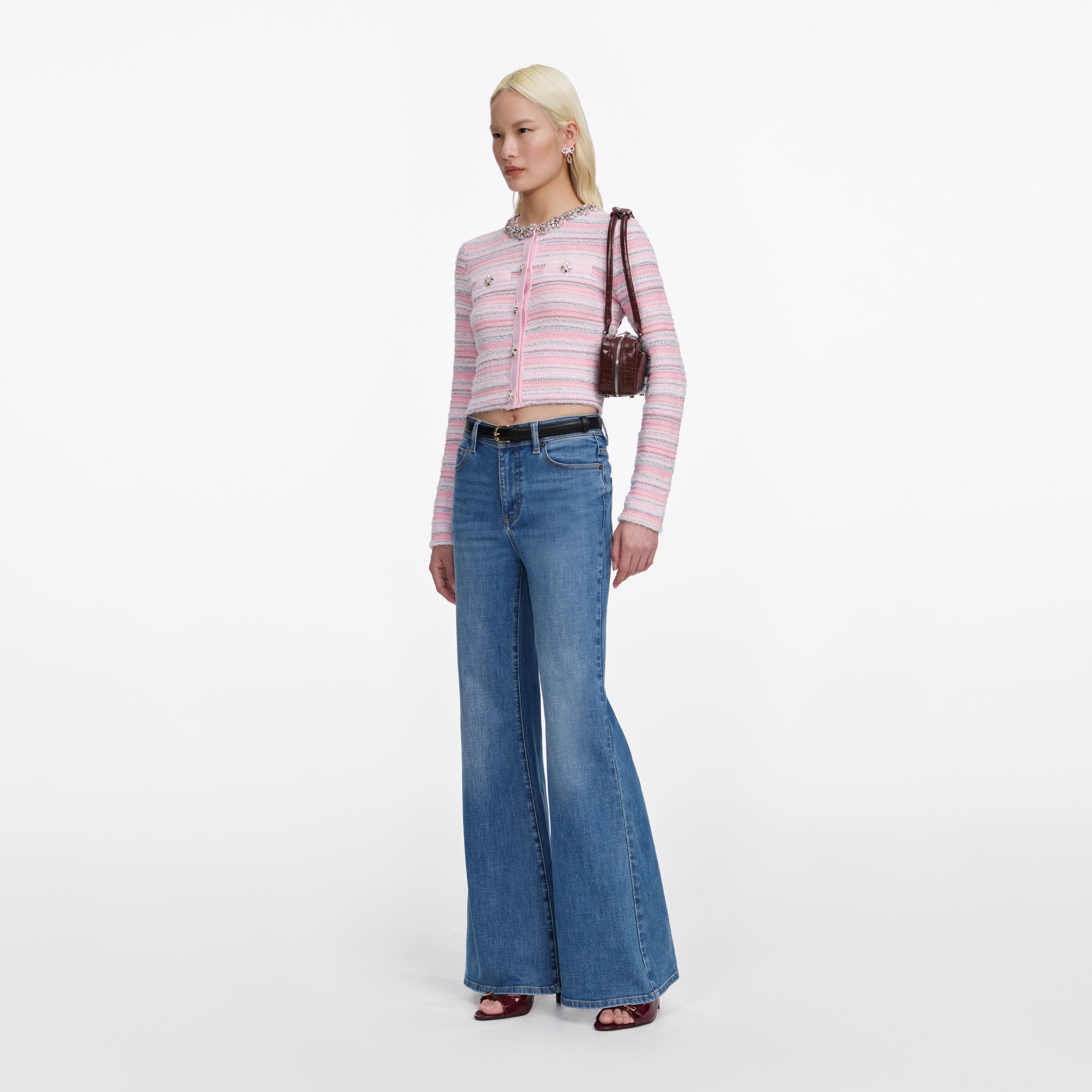 Self Portrait Mid Blue Flared Jeans Blau 26 Stretch