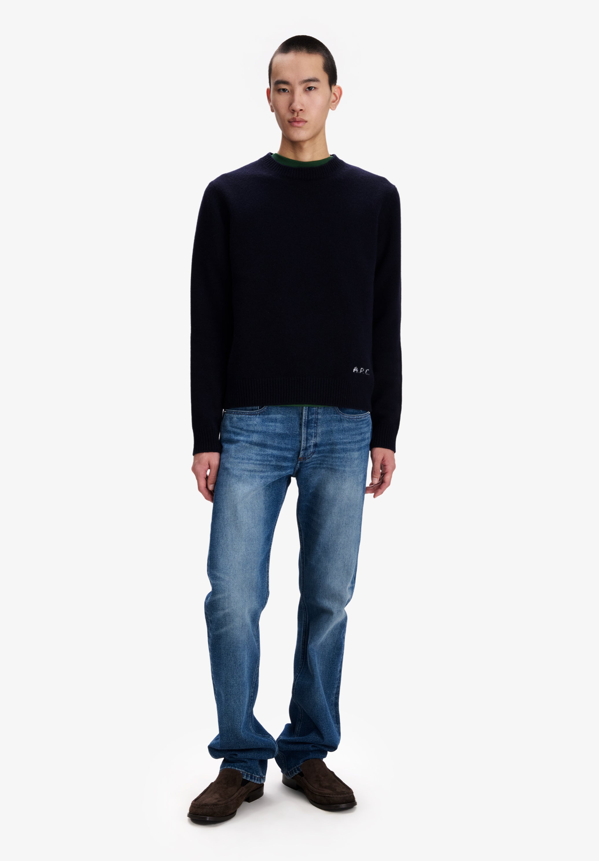A.P.C. Wollpullover Marineblau M Rundhals Wolle