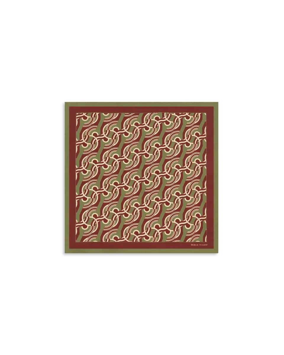 Drôle De Monsieur Chain Link Monogram Seidentuch Khaki 60cm