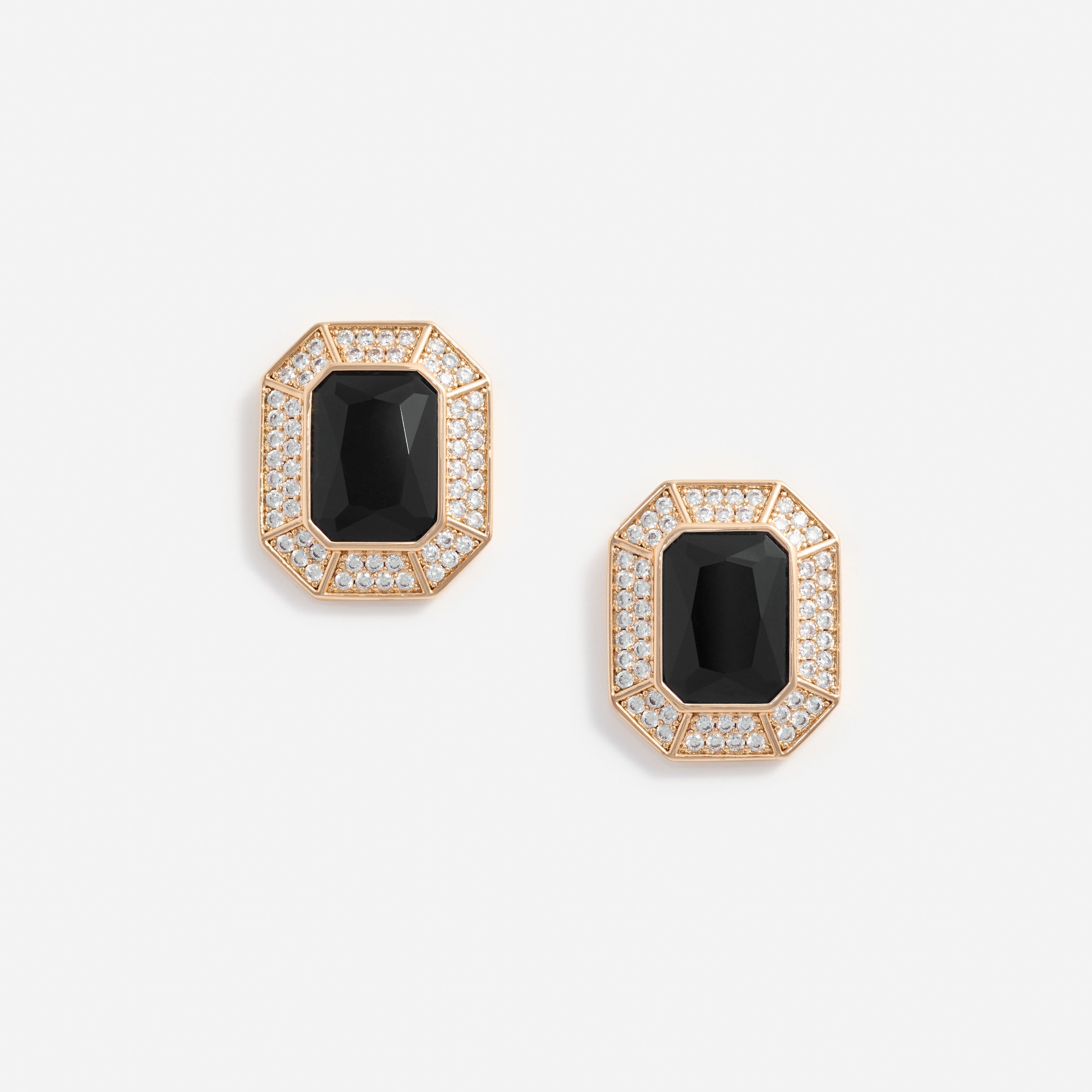 Self Portrait Black Crystal Ohrringe Gold Ohrstecker