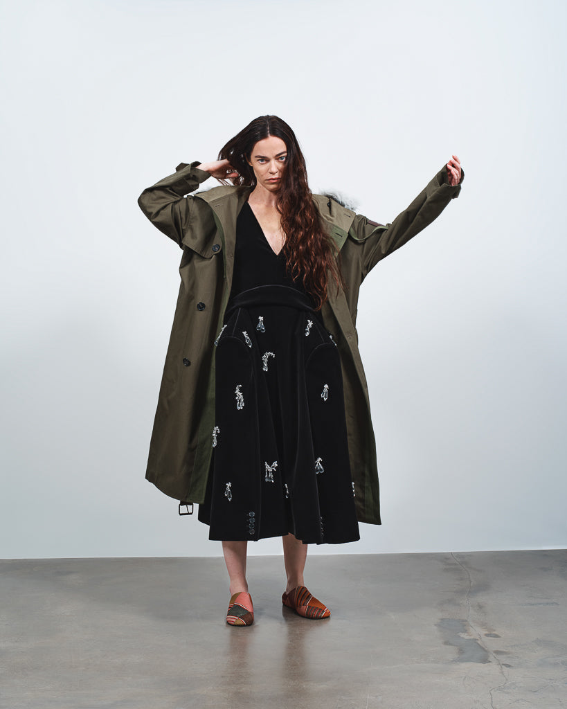 J.W.Anderson Structured Kleid Schwarz Samt Kristall