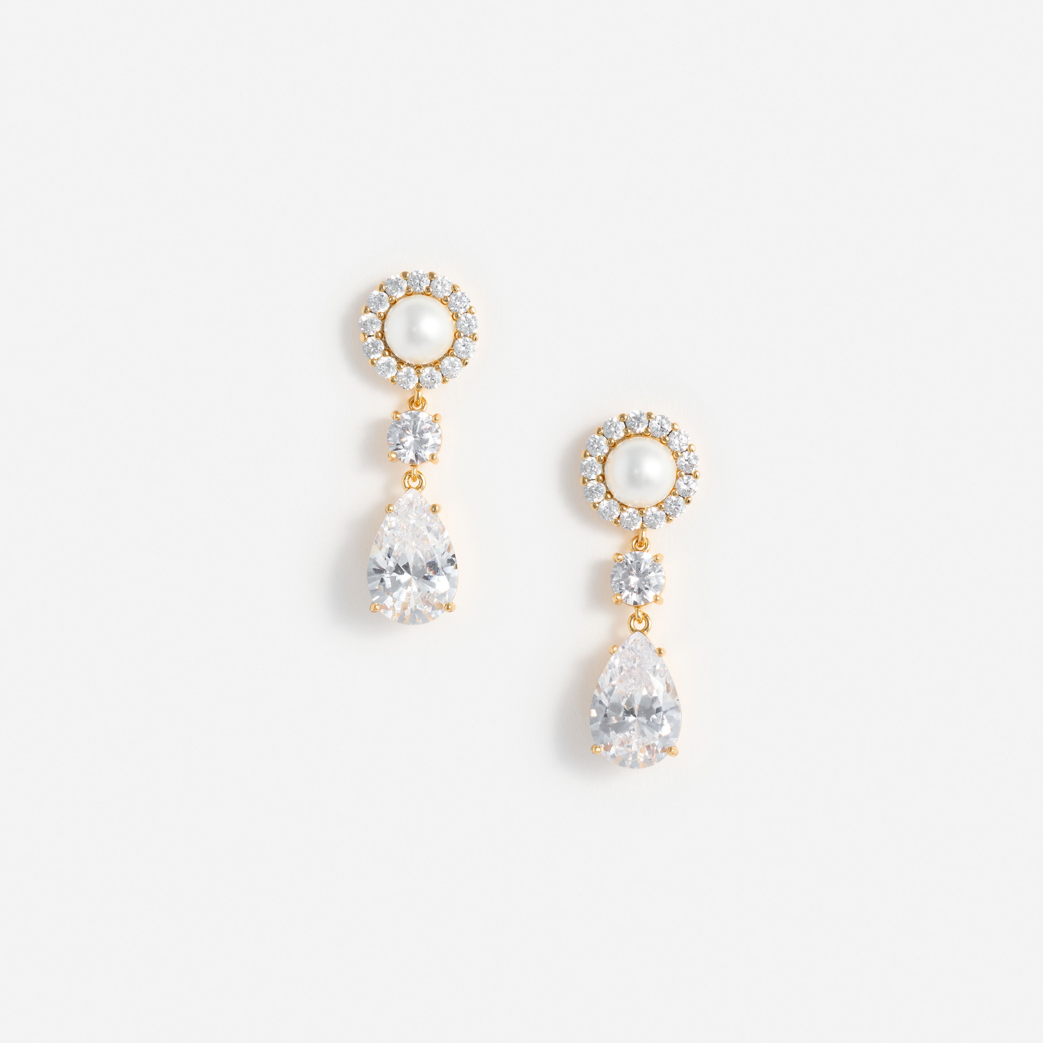 Self Portrait Gold Pearl Tiered Crystal Ohrringe Gold