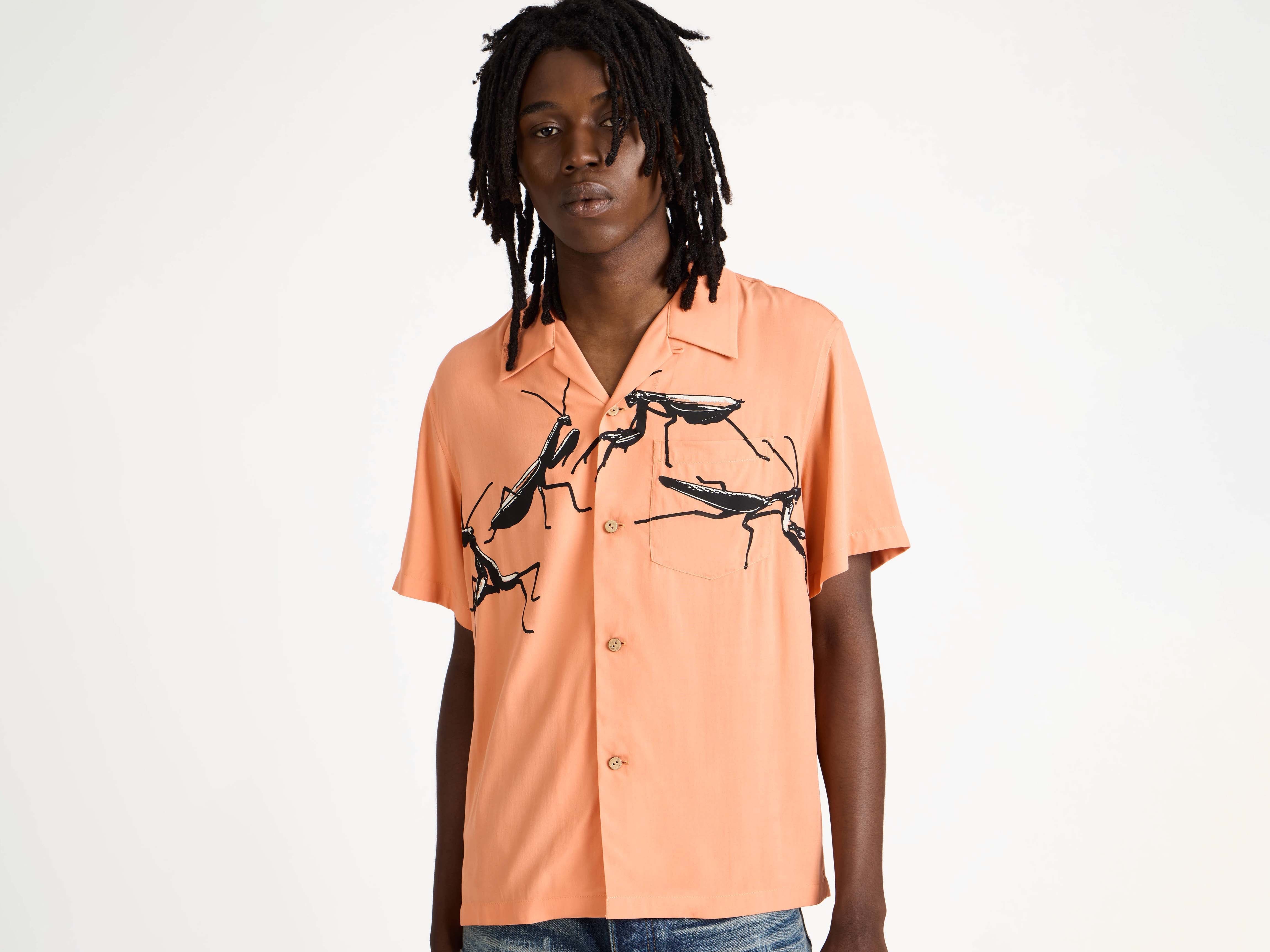 J.W.Anderson Camp Collar Hemd Herren Pfirsich Viskose