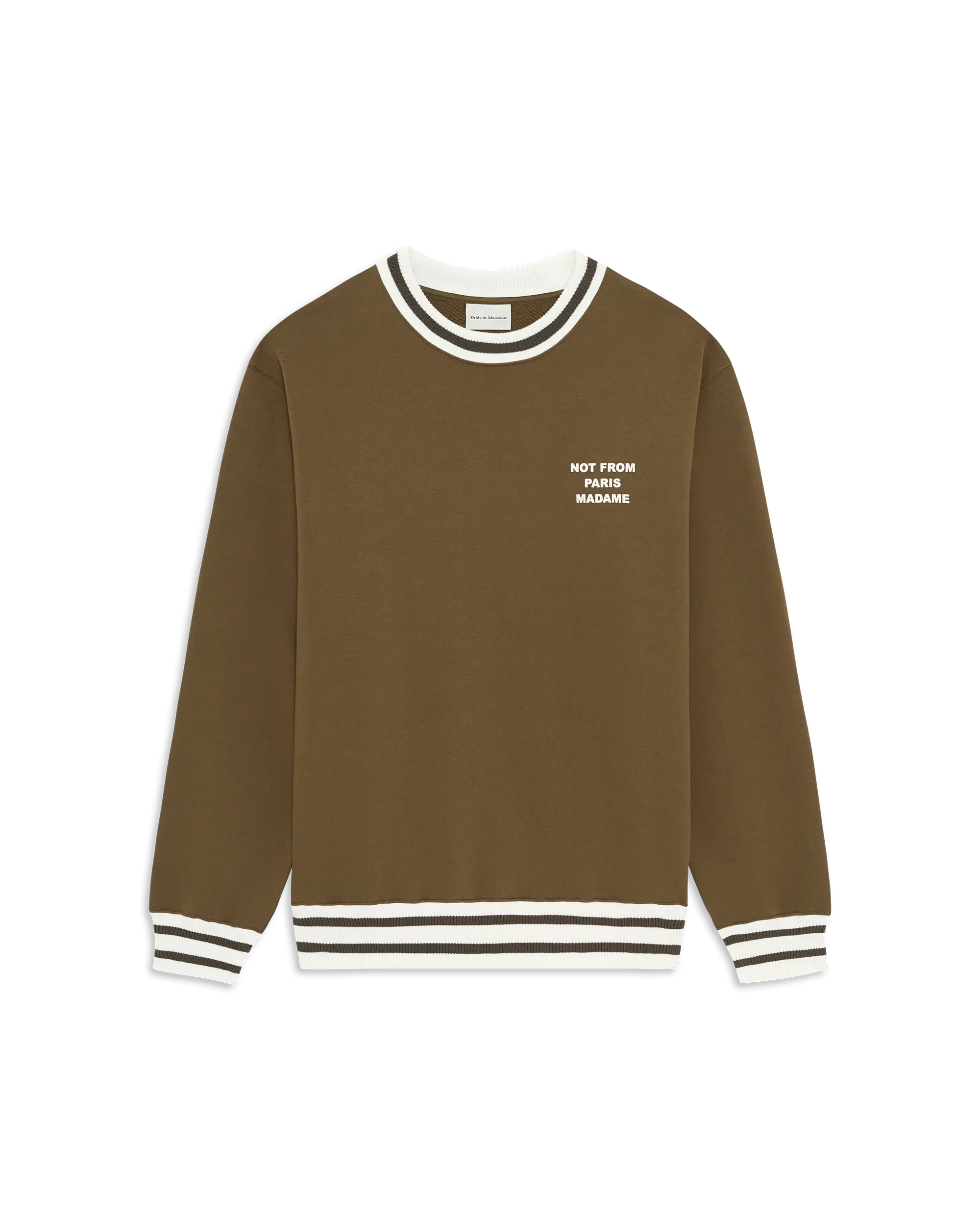 Drôle De Monsieur Sport Slogan Sweatshirt Khaki Baumwolle