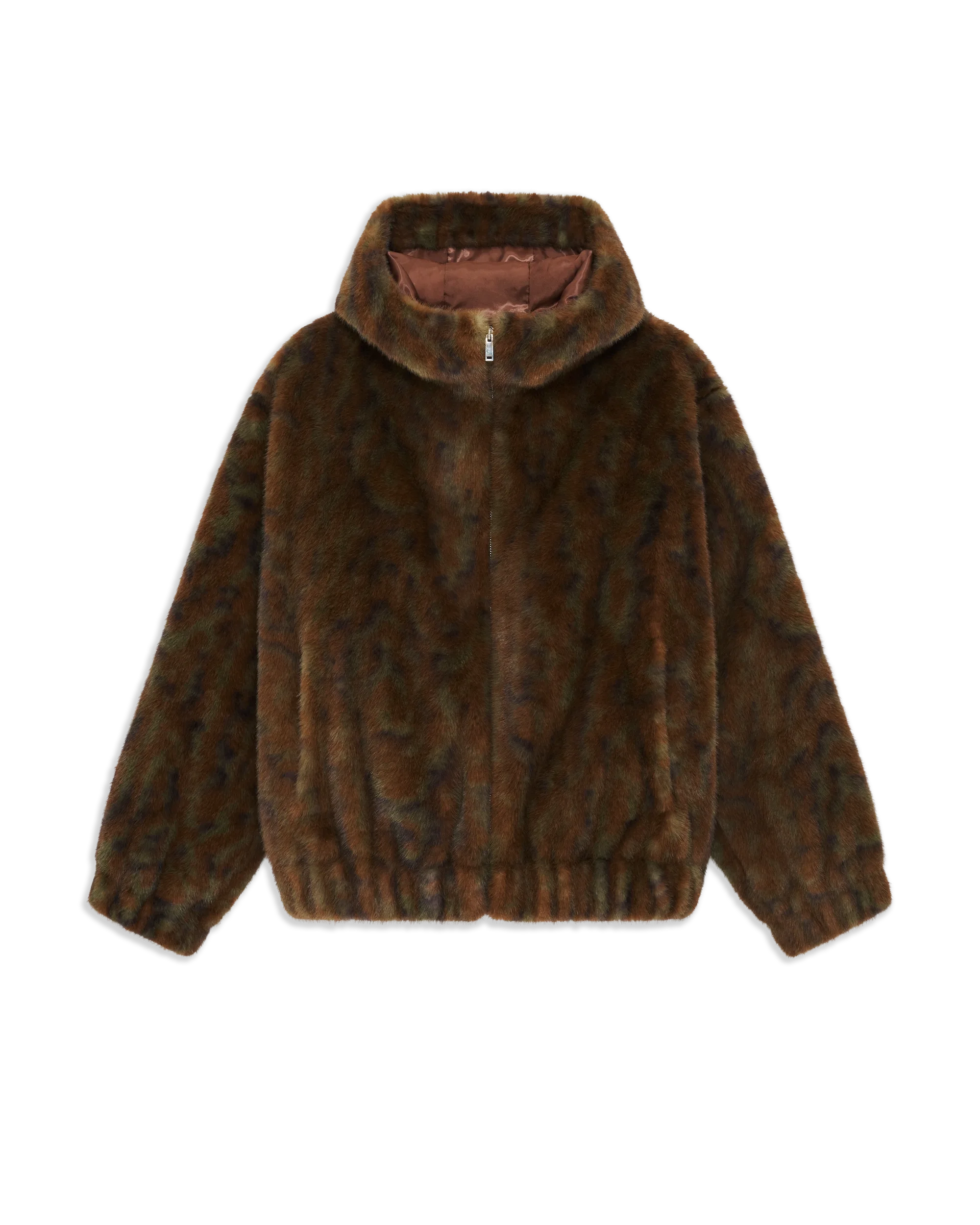 Drôle De Monsieur Hooded Fake Fur Jacke Khaki Kunstfell
