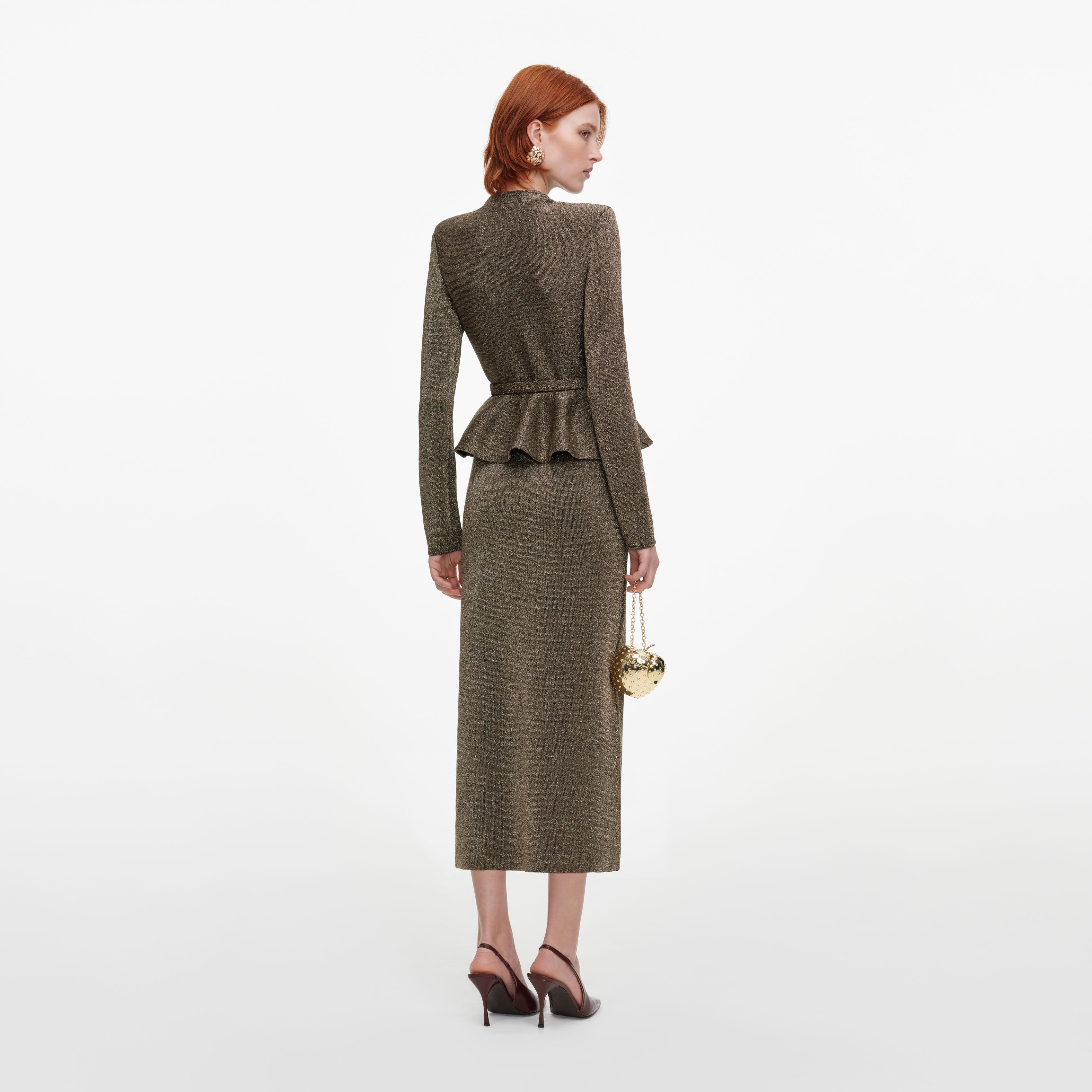 Self Portrait Bronze Tailored Knit Midi Kleid Bronze XS-XL