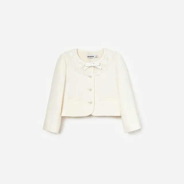 Self Portrait Cream Boucle Jacket Kinderjacke Creme