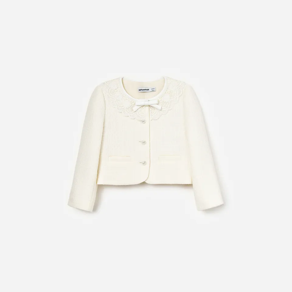 Self Portrait Cream Boucle Jacket Kinderjacke Creme