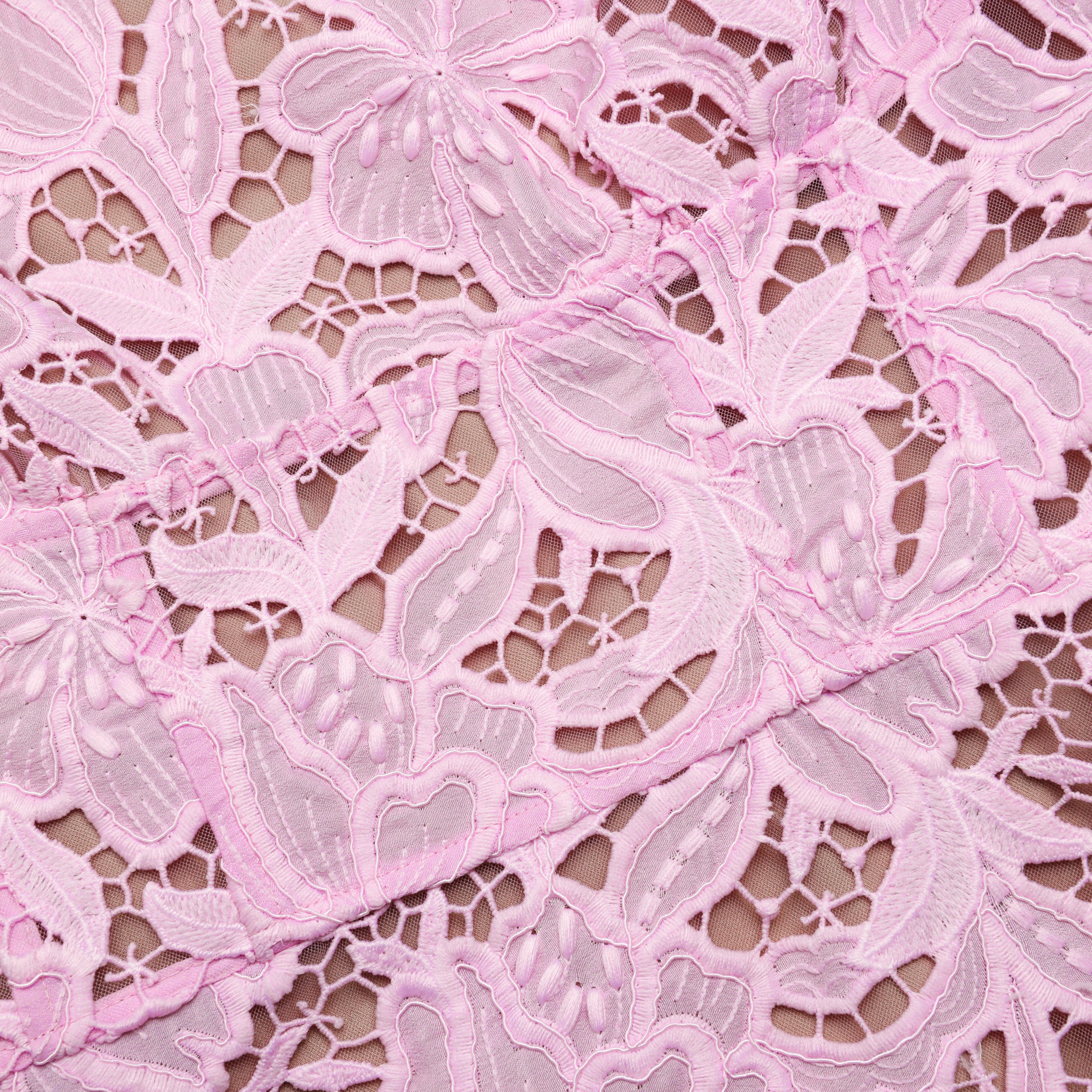 Self Portrait Pink Lace Flared Mini Kleid Guipure UK 6