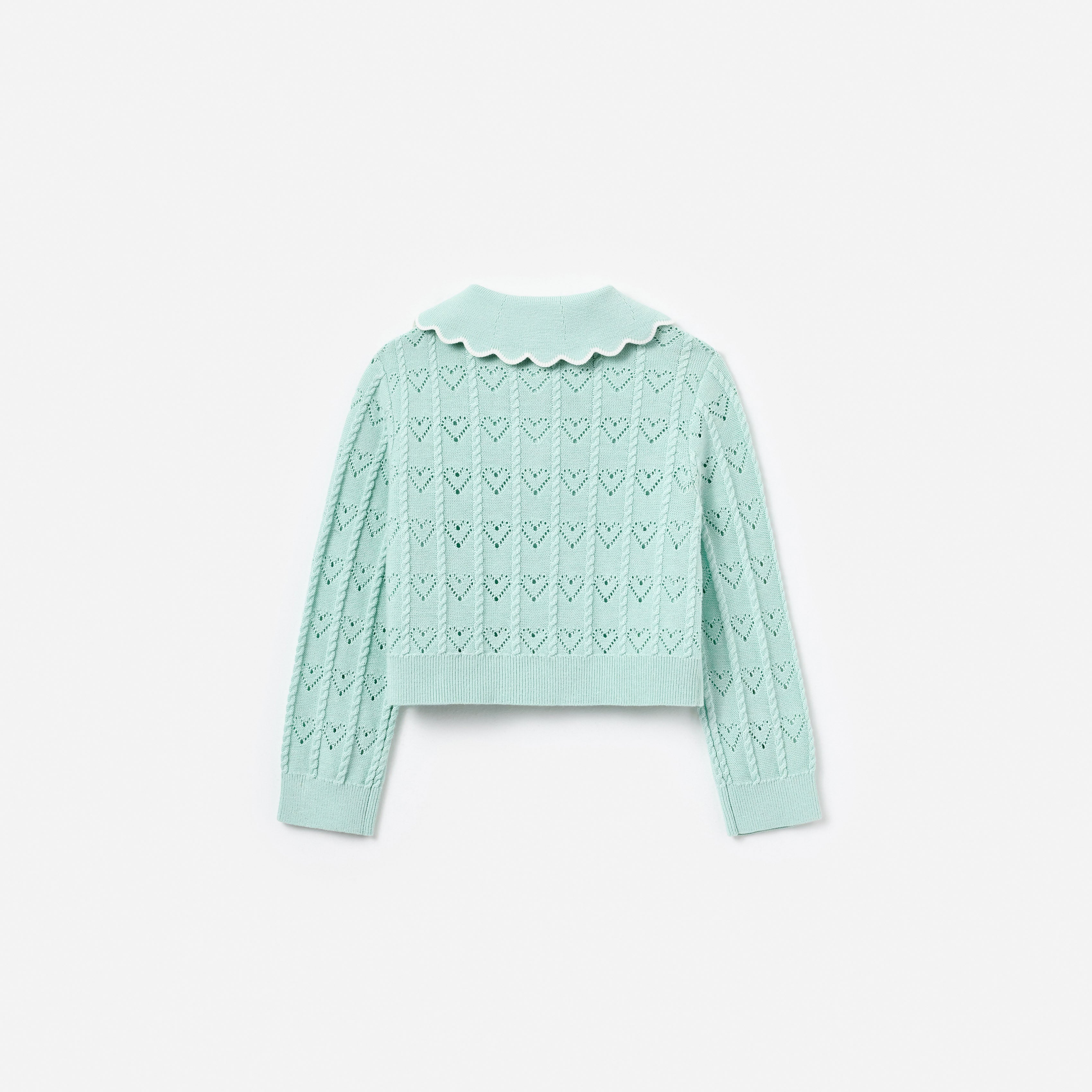 Self Portrait Mint Heart Knit Cardigan Mint Kinder Strickjacke