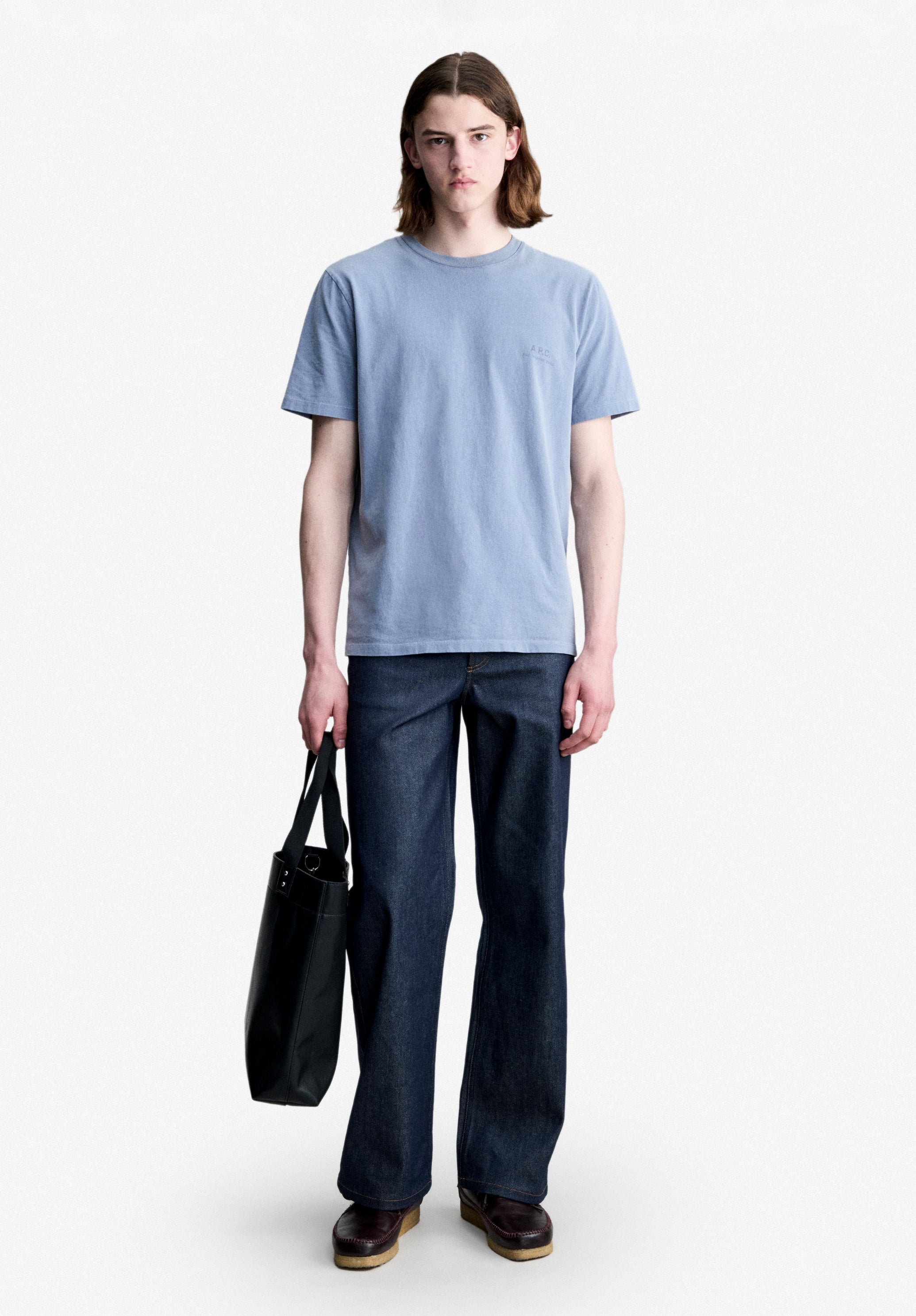 A.P.C. Rue Madame T-Shirt graublau Bio-Baumwolle