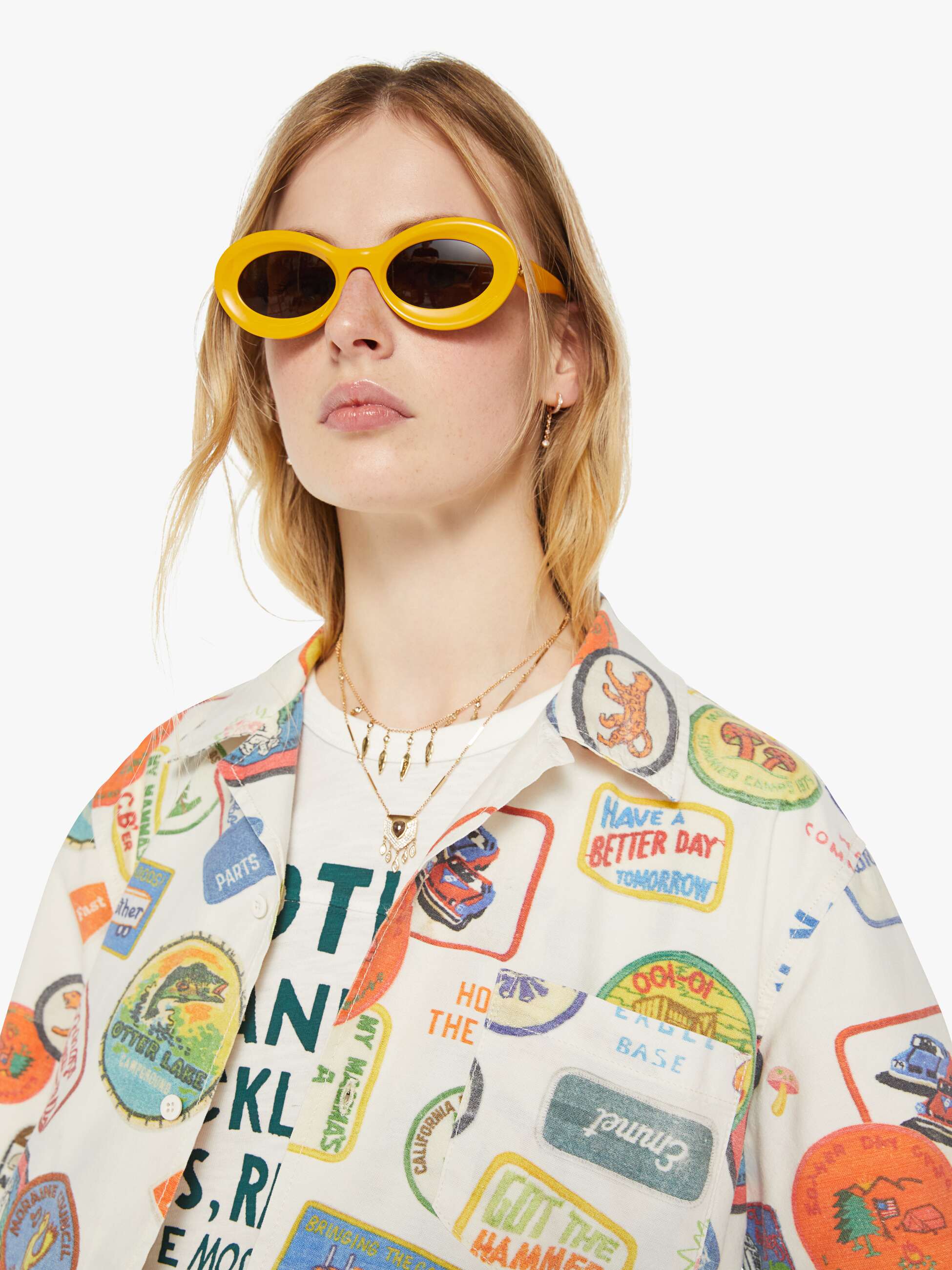 Mother The Hooky Badge Of Honor Hemd off-white Baumwolle