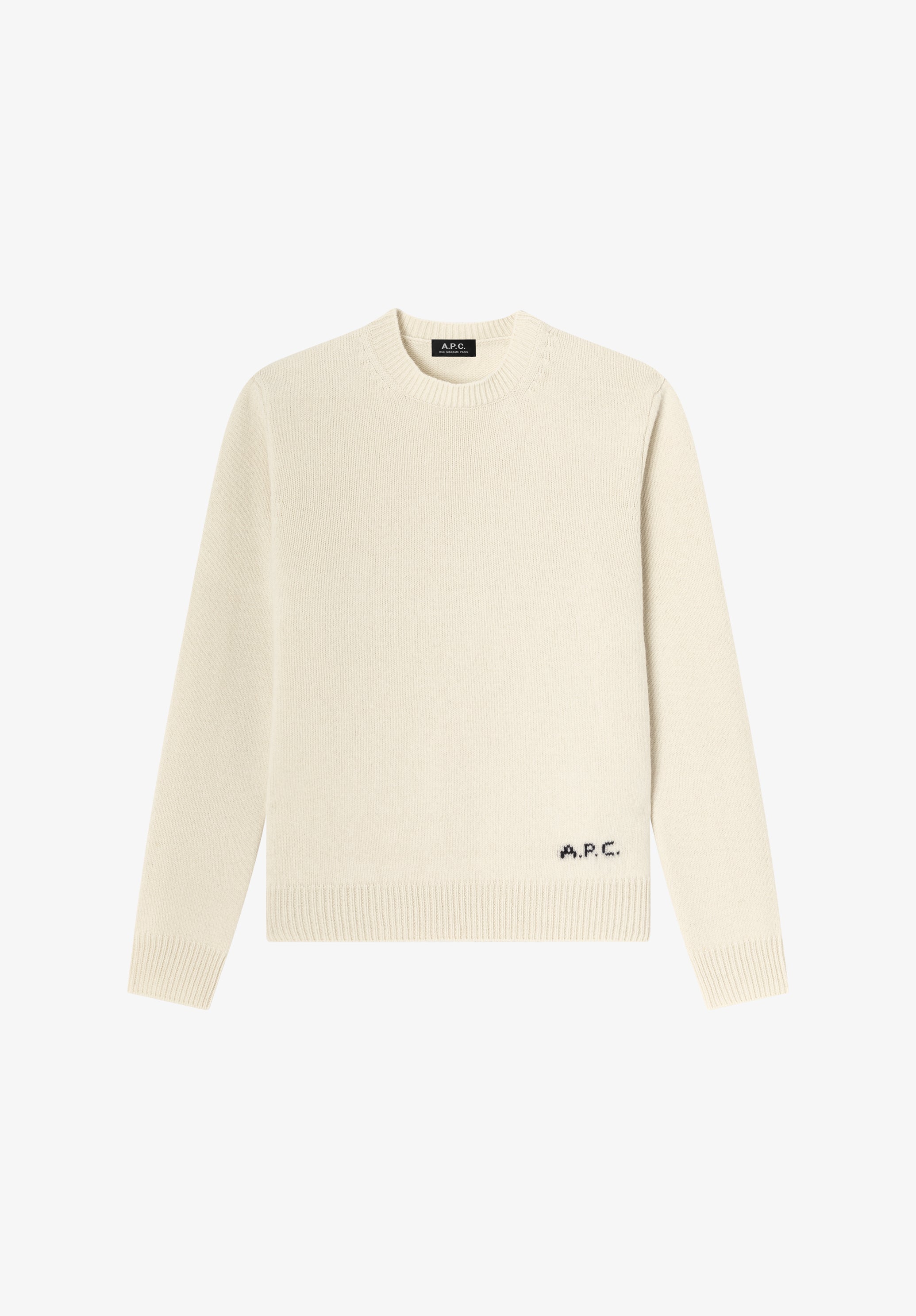 A.P.C. Pullover Wolle ecru Rundhals gerader Schnitt