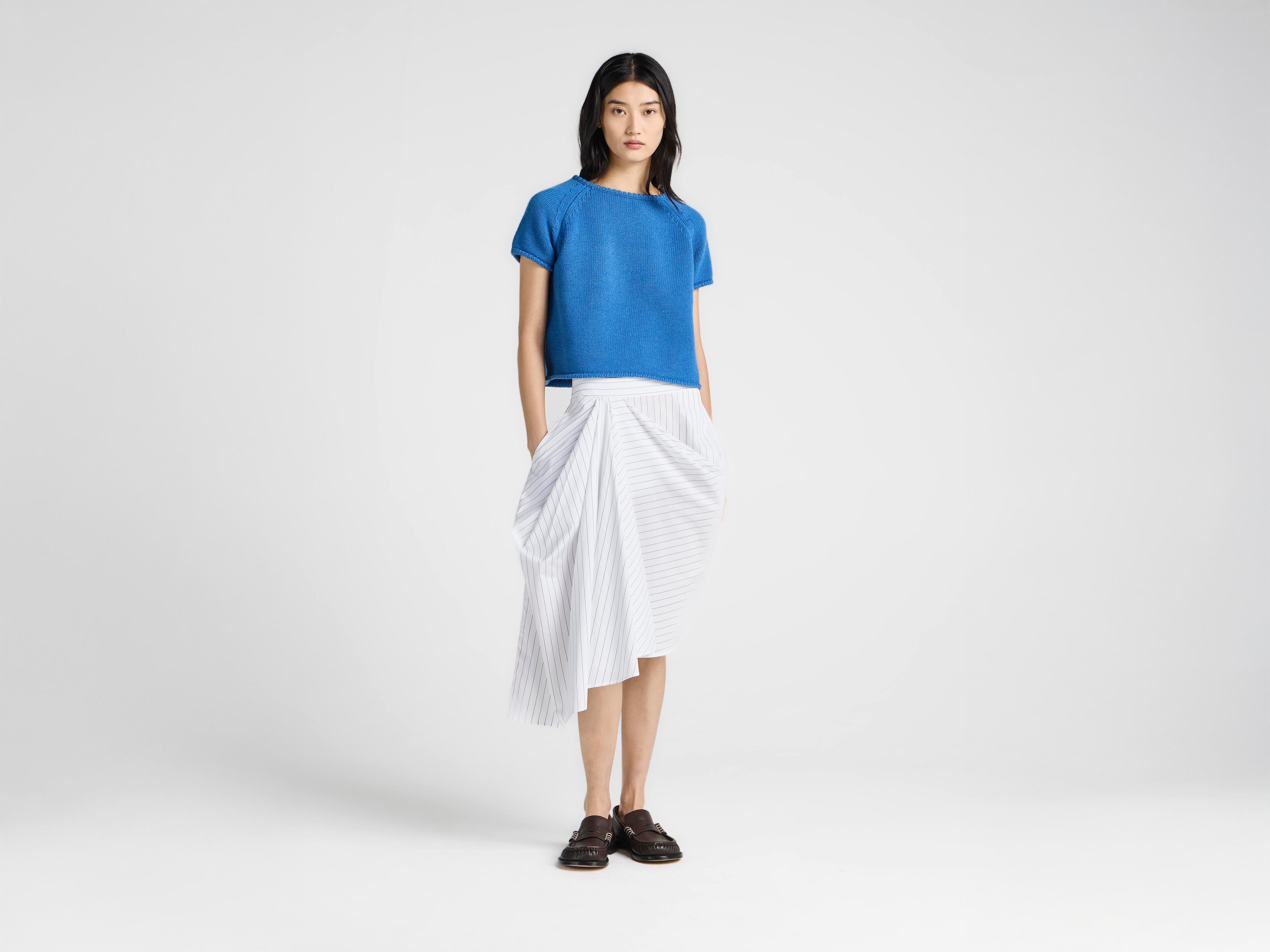 J.W.Anderson Rock Damen Weiß Blau Drapiert Asymmetrisch Baumwolle