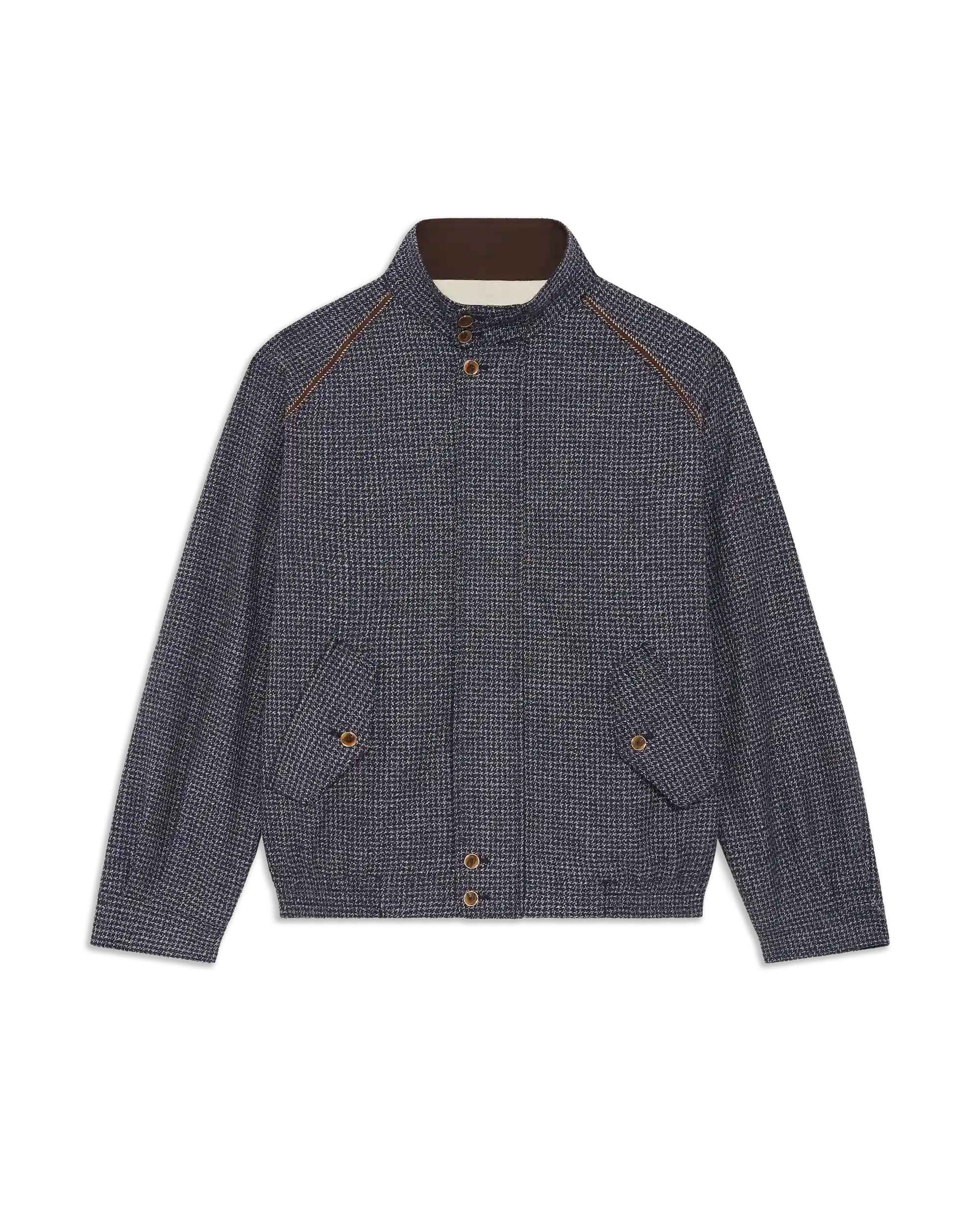 Drôle De Monsieur Houndstooth Baracuta Jacke Navy Wolle