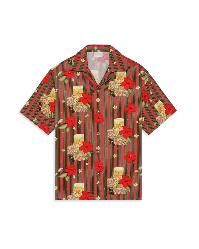 Drôle De Monsieur Chemise Hibiscus Club Hemd Pink Kurzarm
