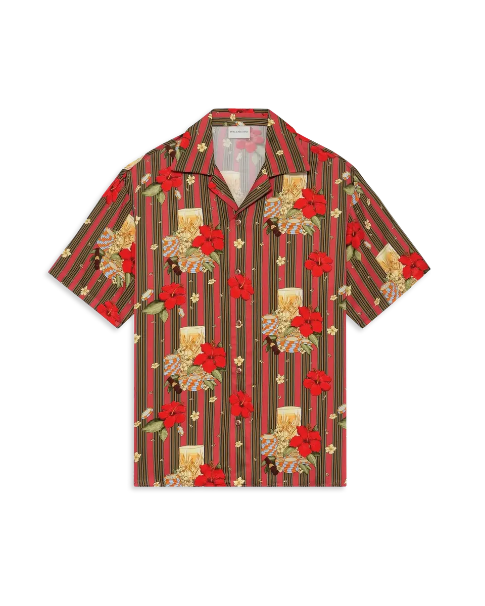 Drôle De Monsieur Chemise Hibiscus Club Hemd Pink Kurzarm