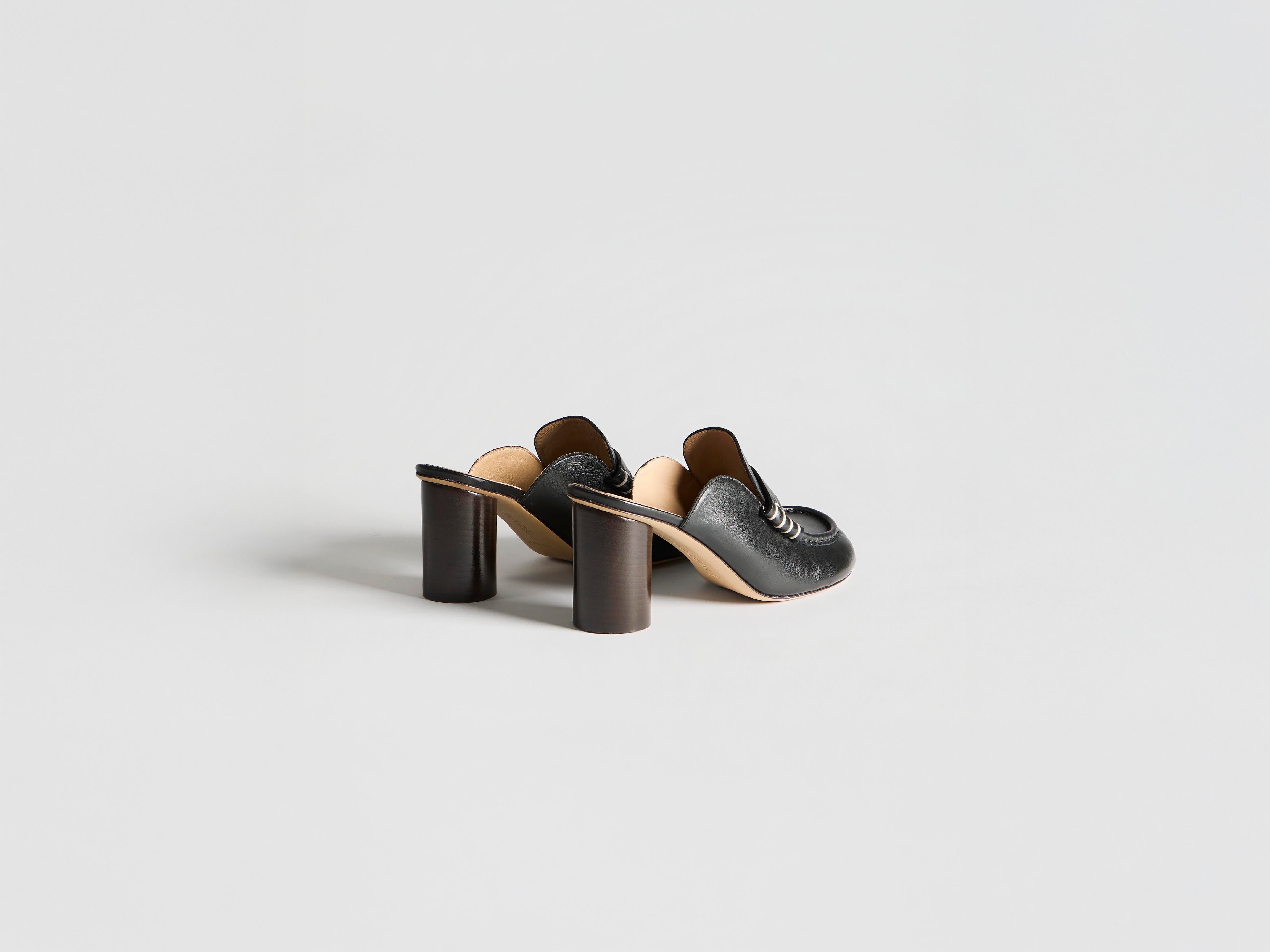 J.W.Anderson Heeled Loafer Mule Pumps Schwarz Leder