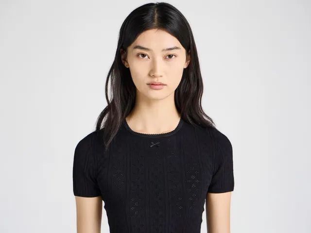 J.W.Anderson Knitwear Pointelle T-Shirt Schwarz Viskose