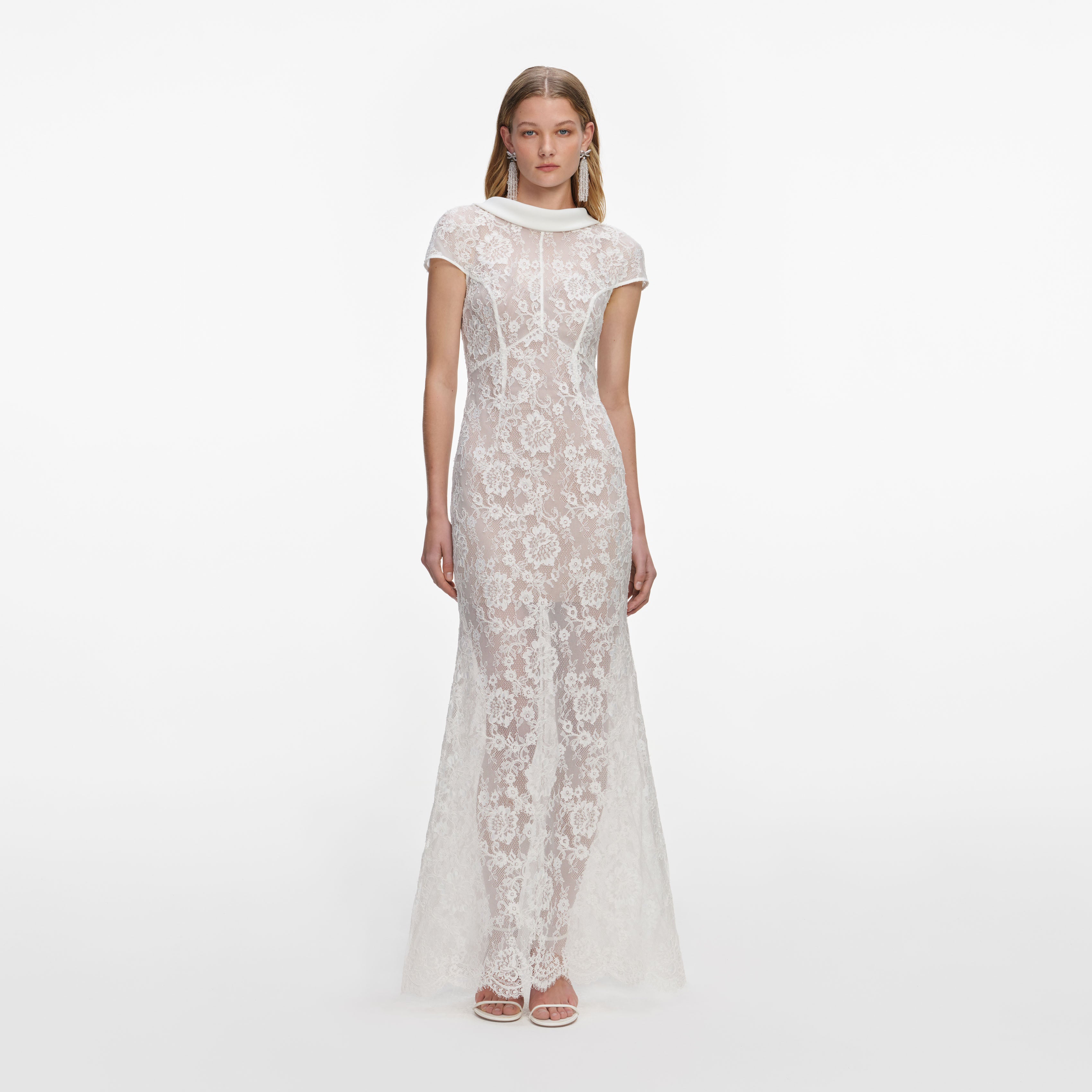 Self Portrait Lace Maxi Kleid weiß Spitze Braut