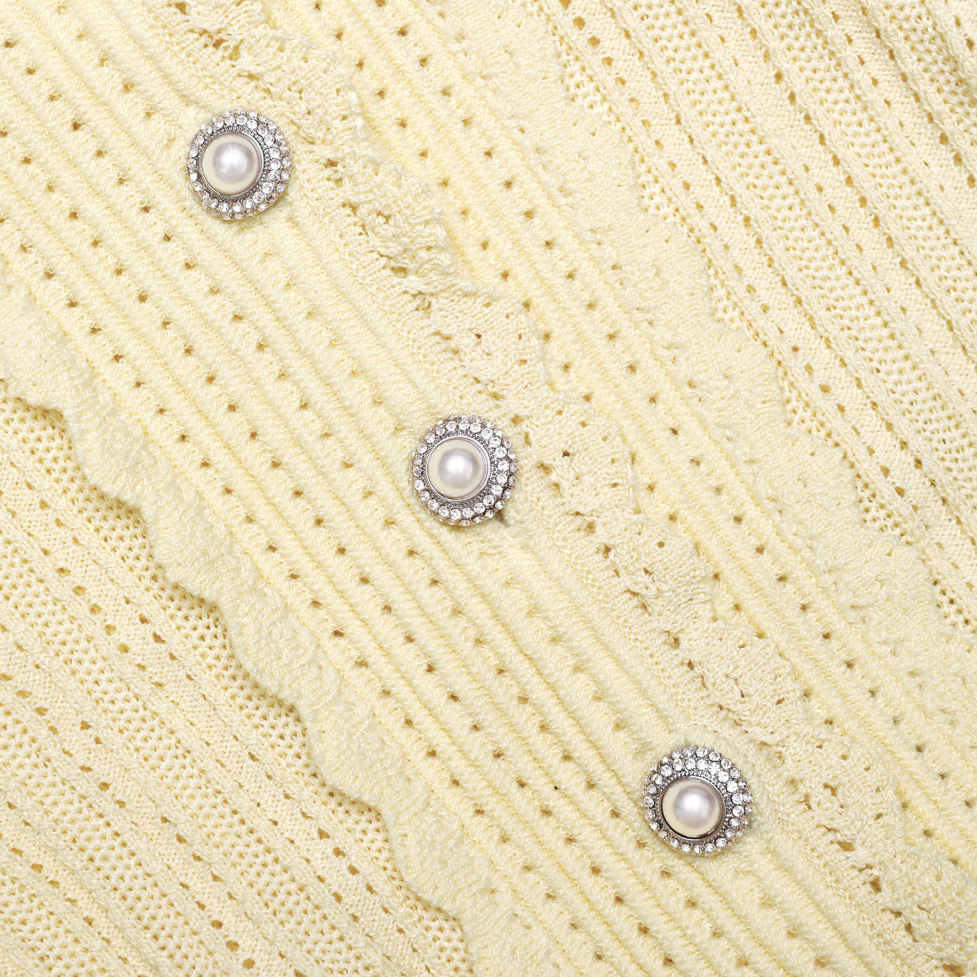 Self Portrait Yellow Pointelle Cardigan Strickjacke Gelb
