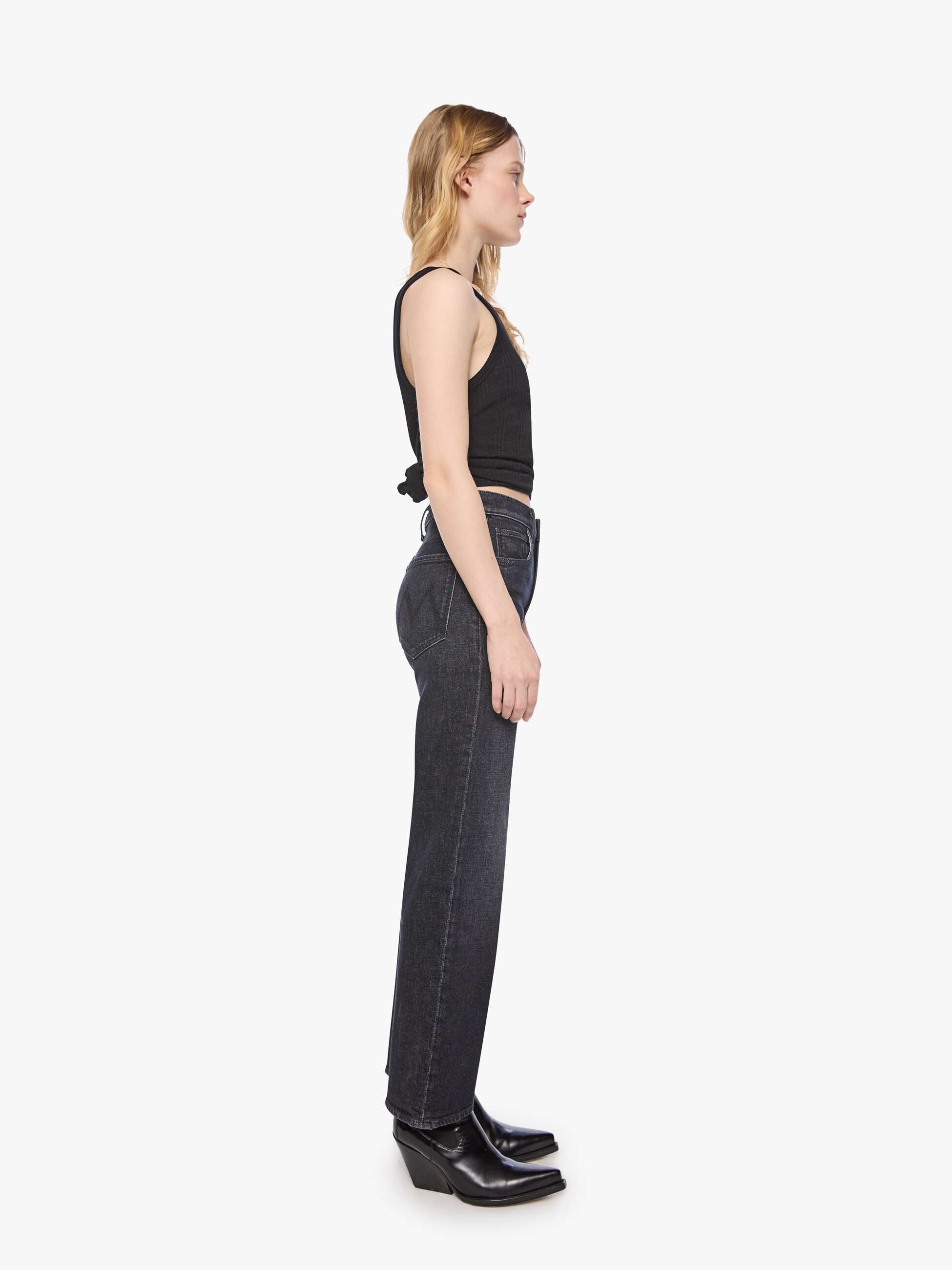 MOTHER Petites The Lil Rambler Zip Sneak Jeans Milkyway