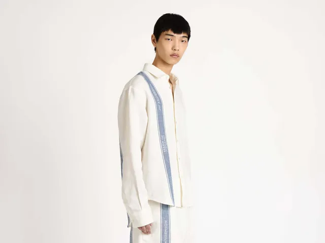 J.W.Anderson Hemd Herren Off-White Blau Irish Linen