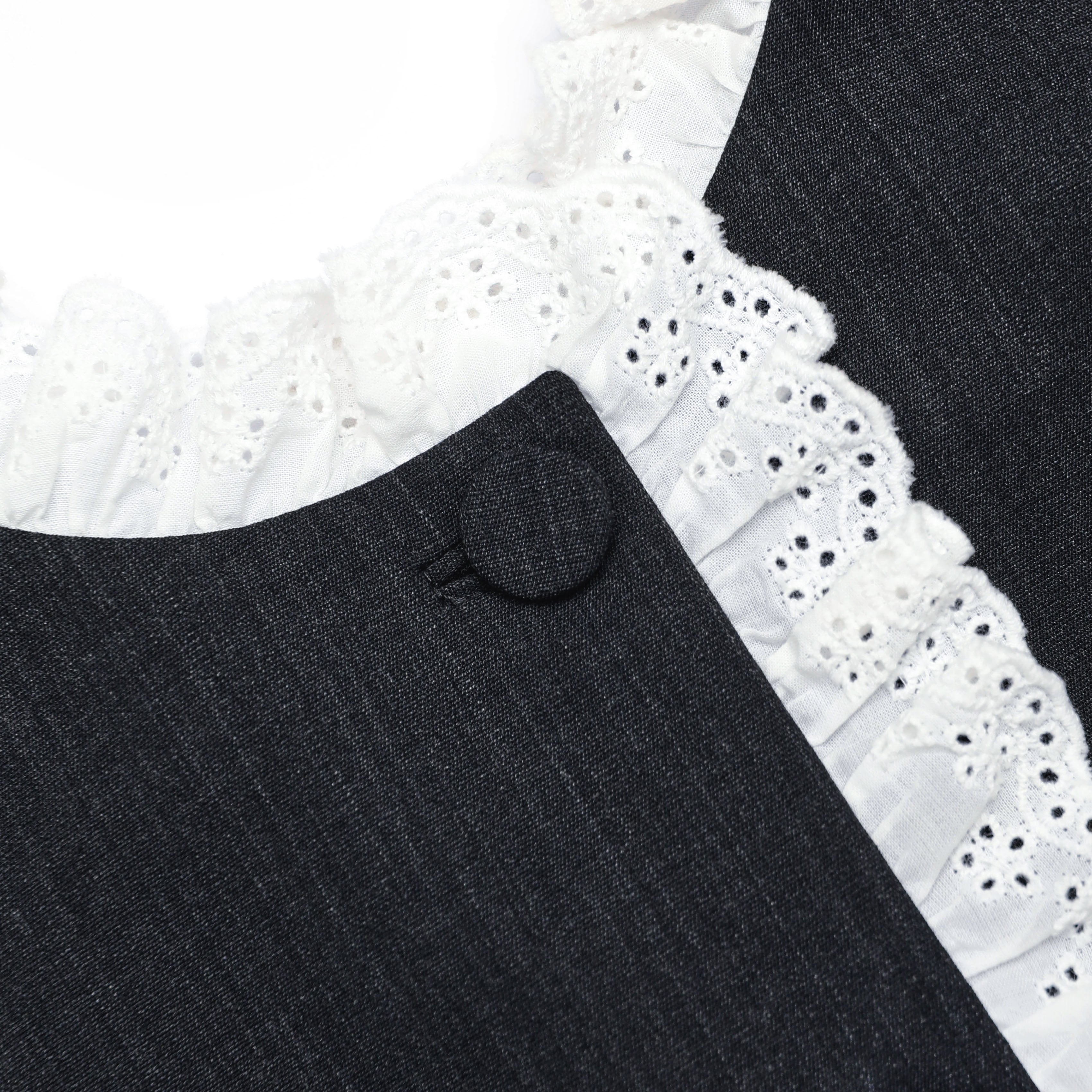 Self Portrait Grey Tailored Frill Minikleid Grau Wolle
