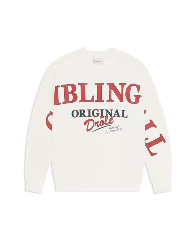 Drôle de Monsieur Gambling Hall Sweatshirt Off-White Baumwolle