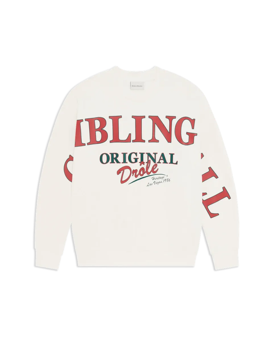 Drôle de Monsieur Gambling Hall Sweatshirt Off-White Baumwolle