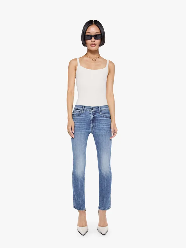 Mother Lil Mid Rise Dazzler Ankle Petite Jeans Blau