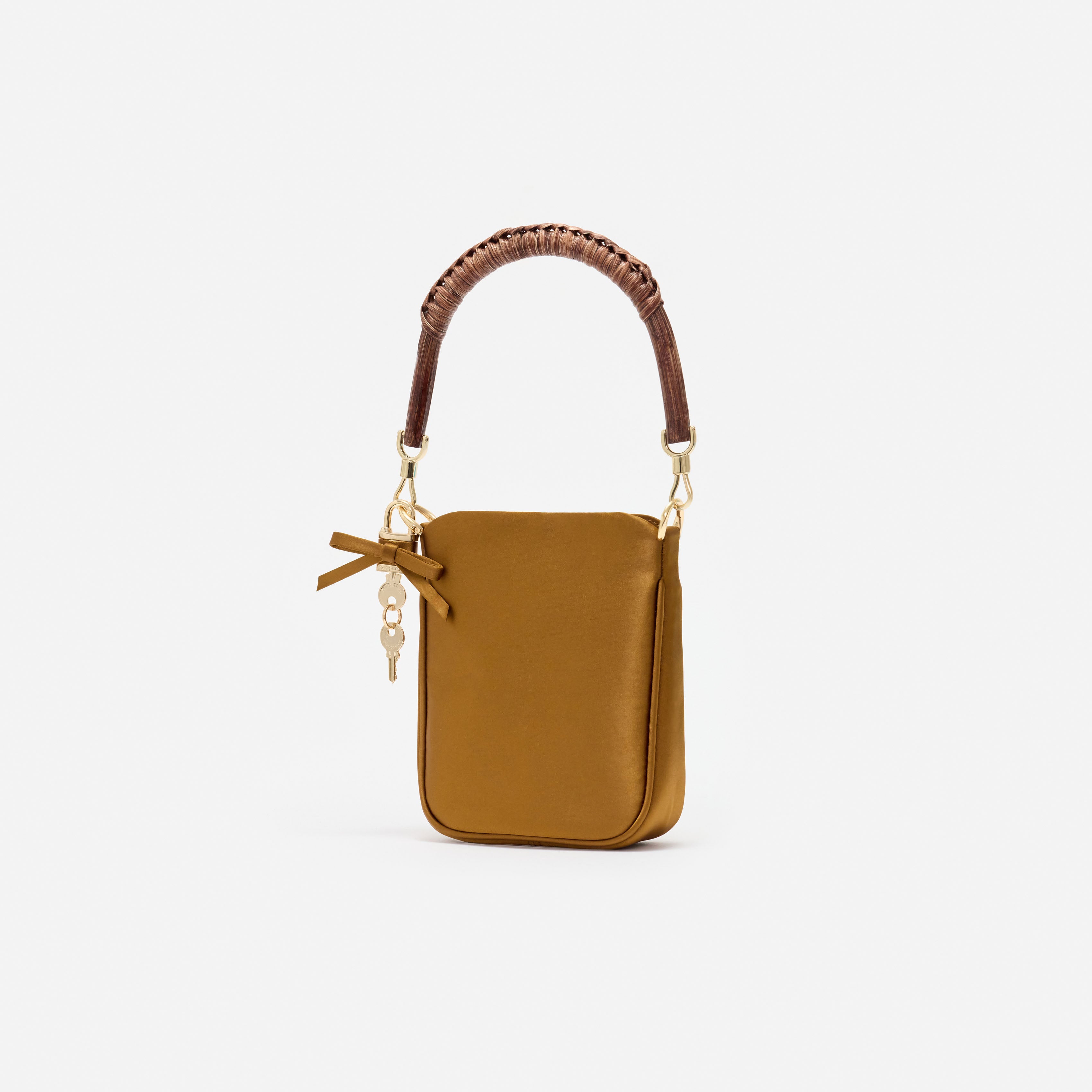 Self Portrait Gold Satin Mini Tote Tasche Henkel