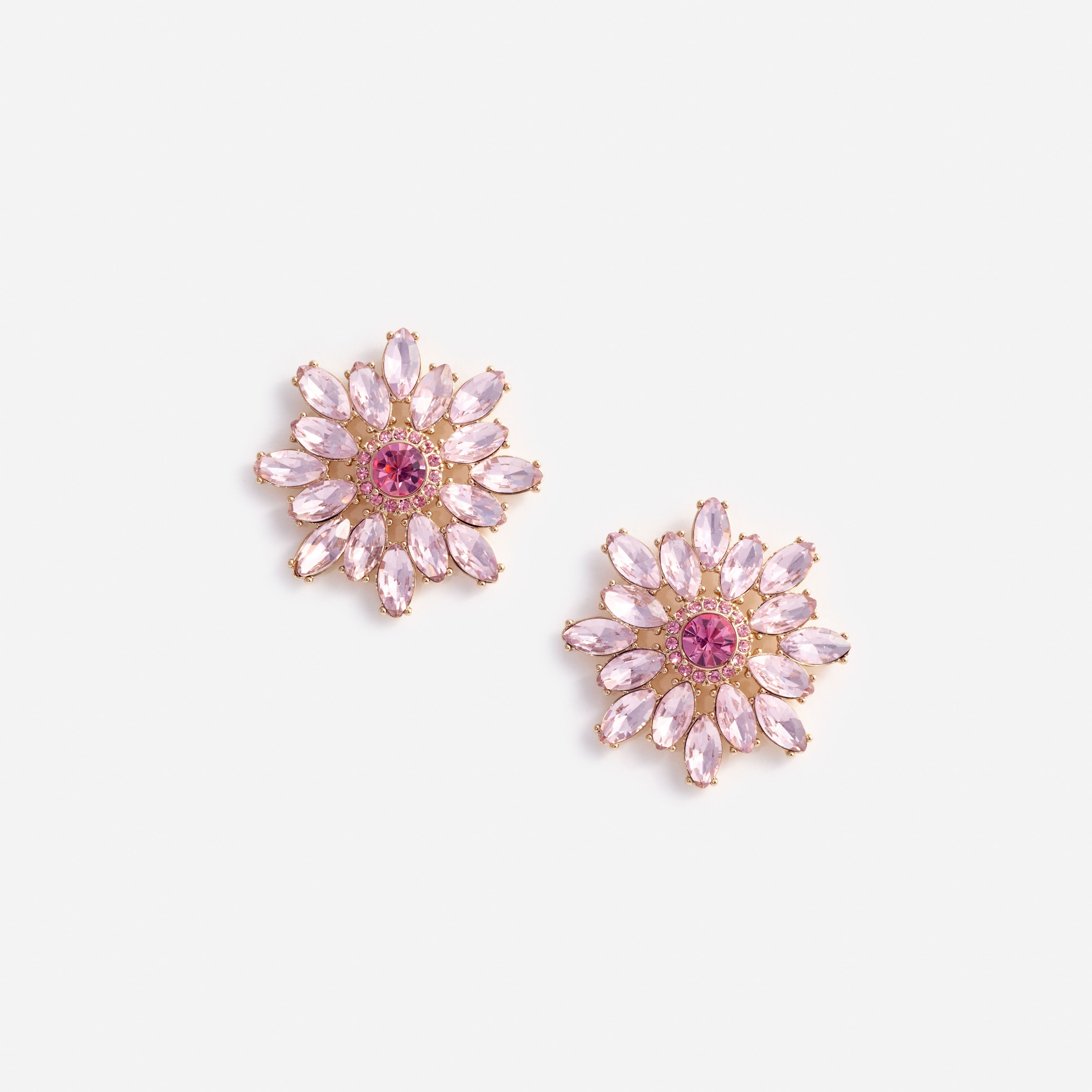 Self Portrait Pink Crystal Flower Earrings Ohrringe Pink