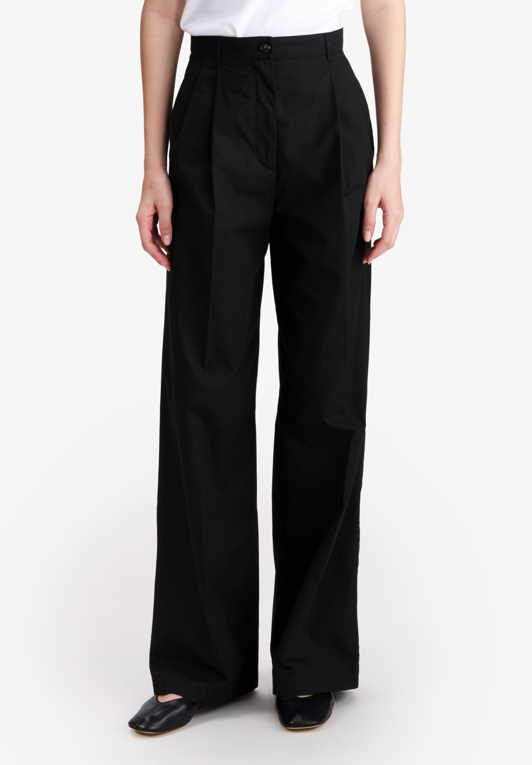 A.P.C. Hose Bio-Baumwolle Schwarz Weit Mittelhoch