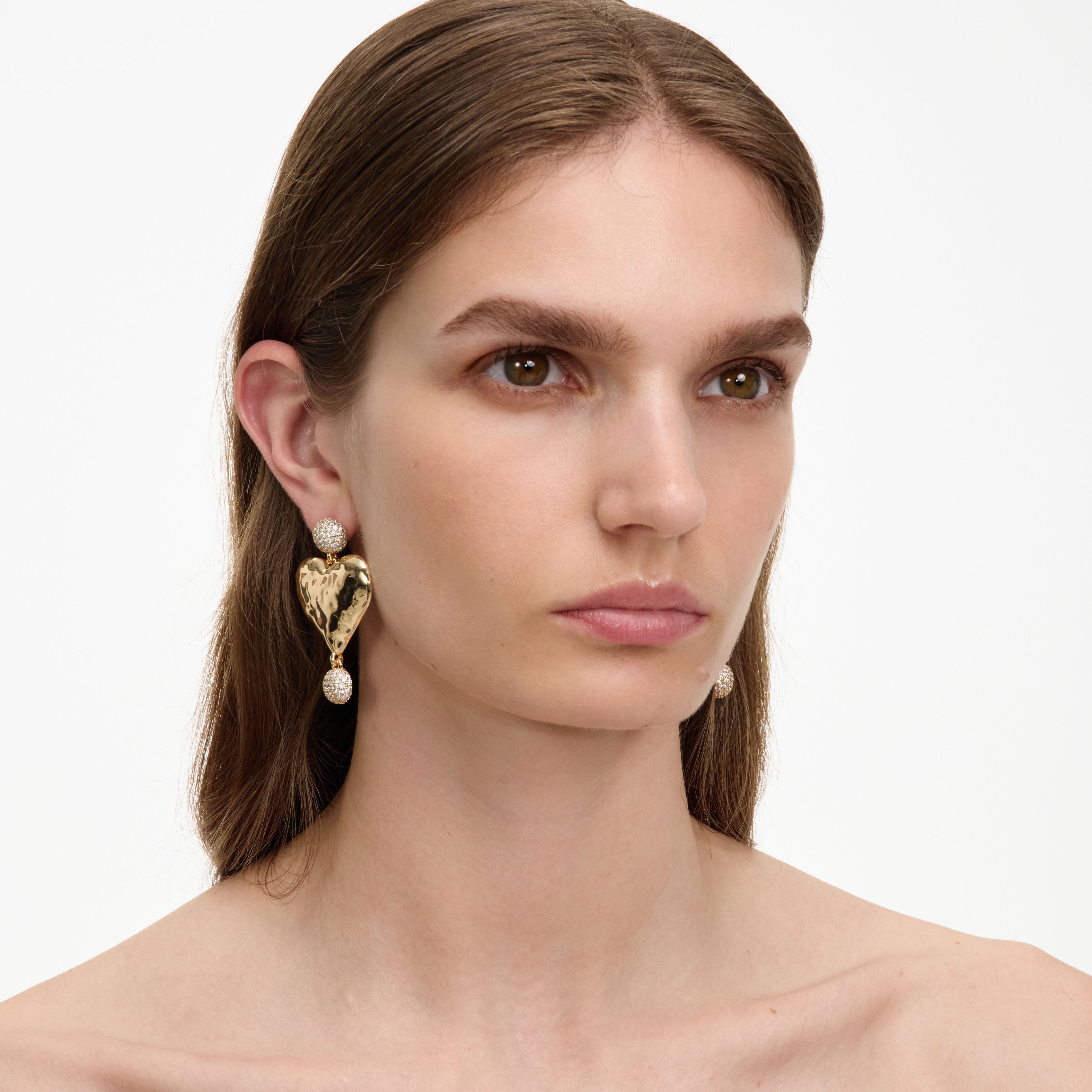 Self-Portrait Mottled Gold Heart Ohrringe Gold One Size Kristall
