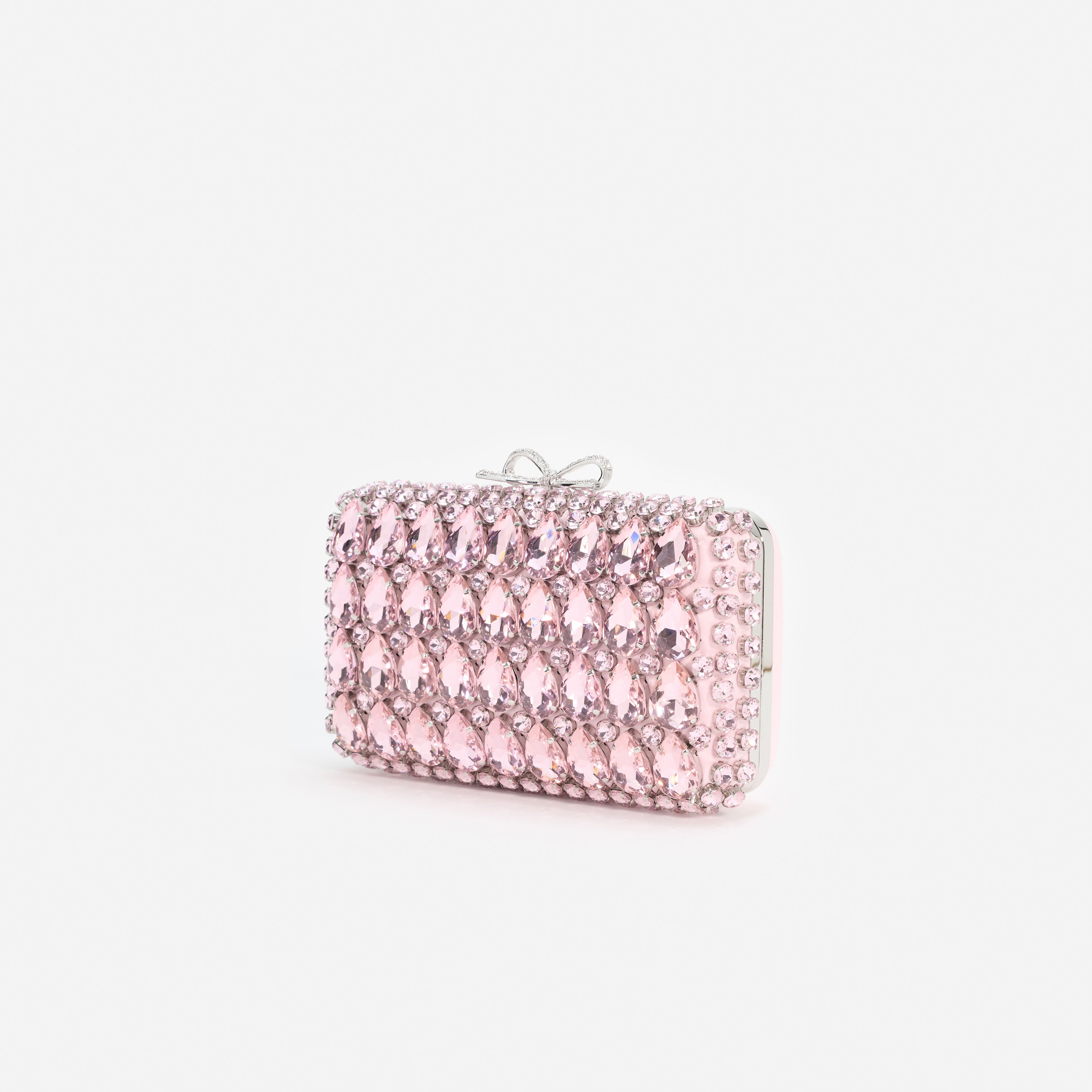 Self Portrait Pink Satin Crystal Clutch Abendtasche rosa Mini