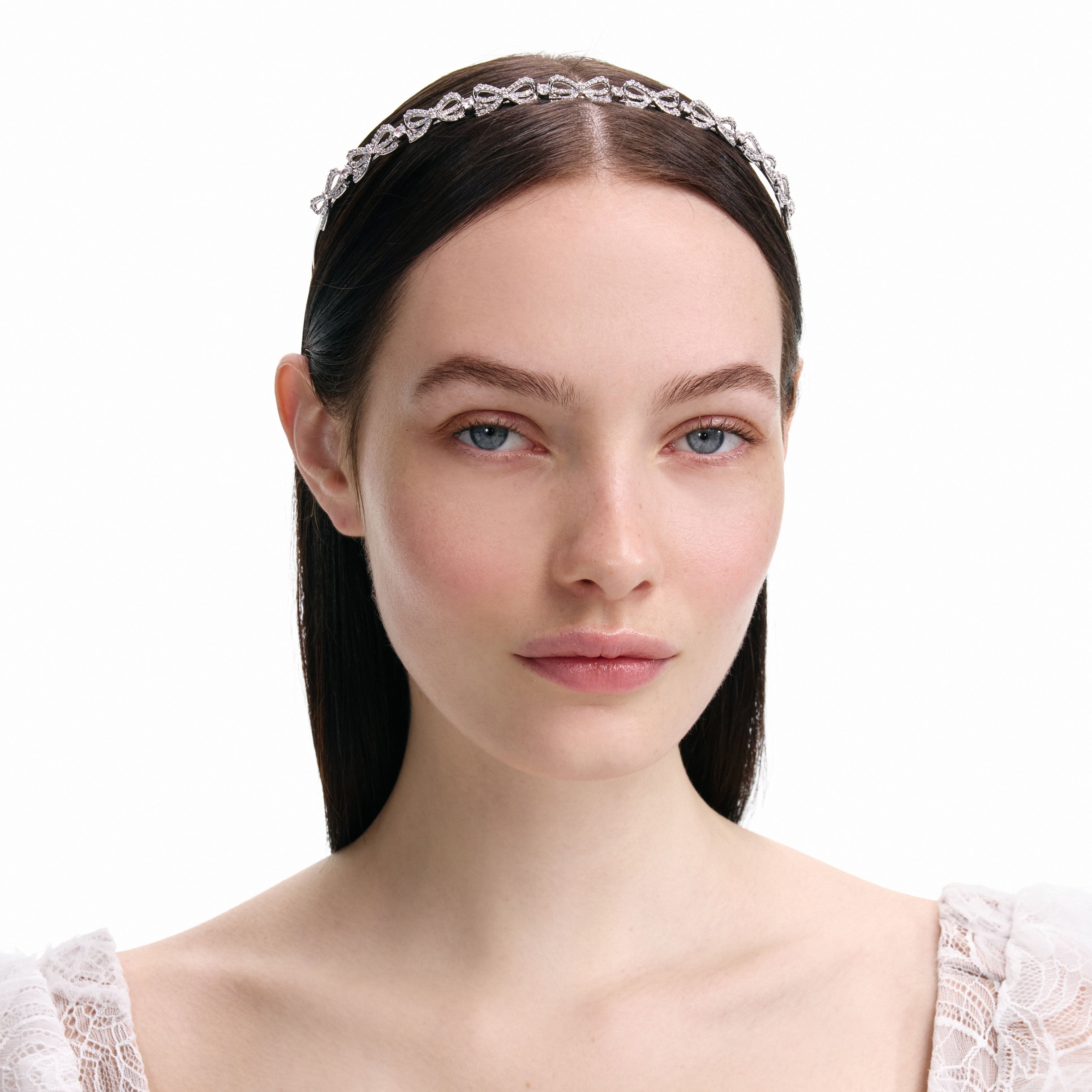 Self Portrait Crystal Bow Headband Silber Kristall One Size