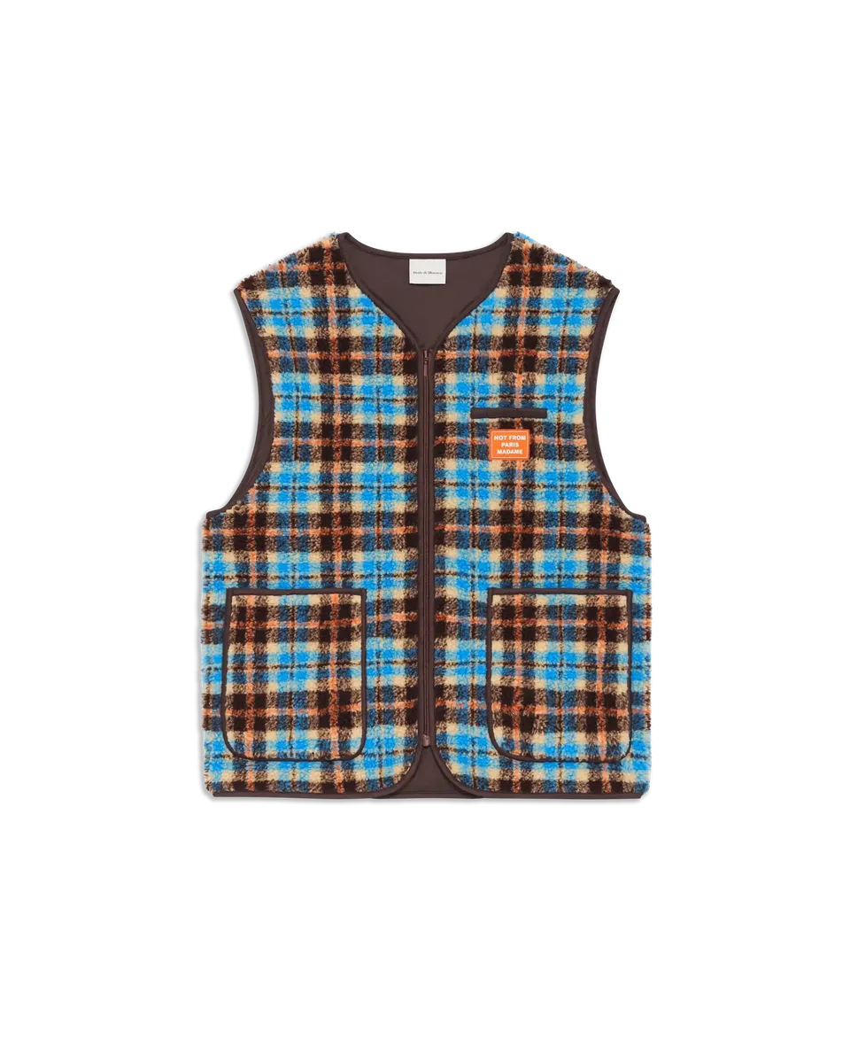 Drôle De Monsieur Sherpa Checked Weste Multicolor Polyester
