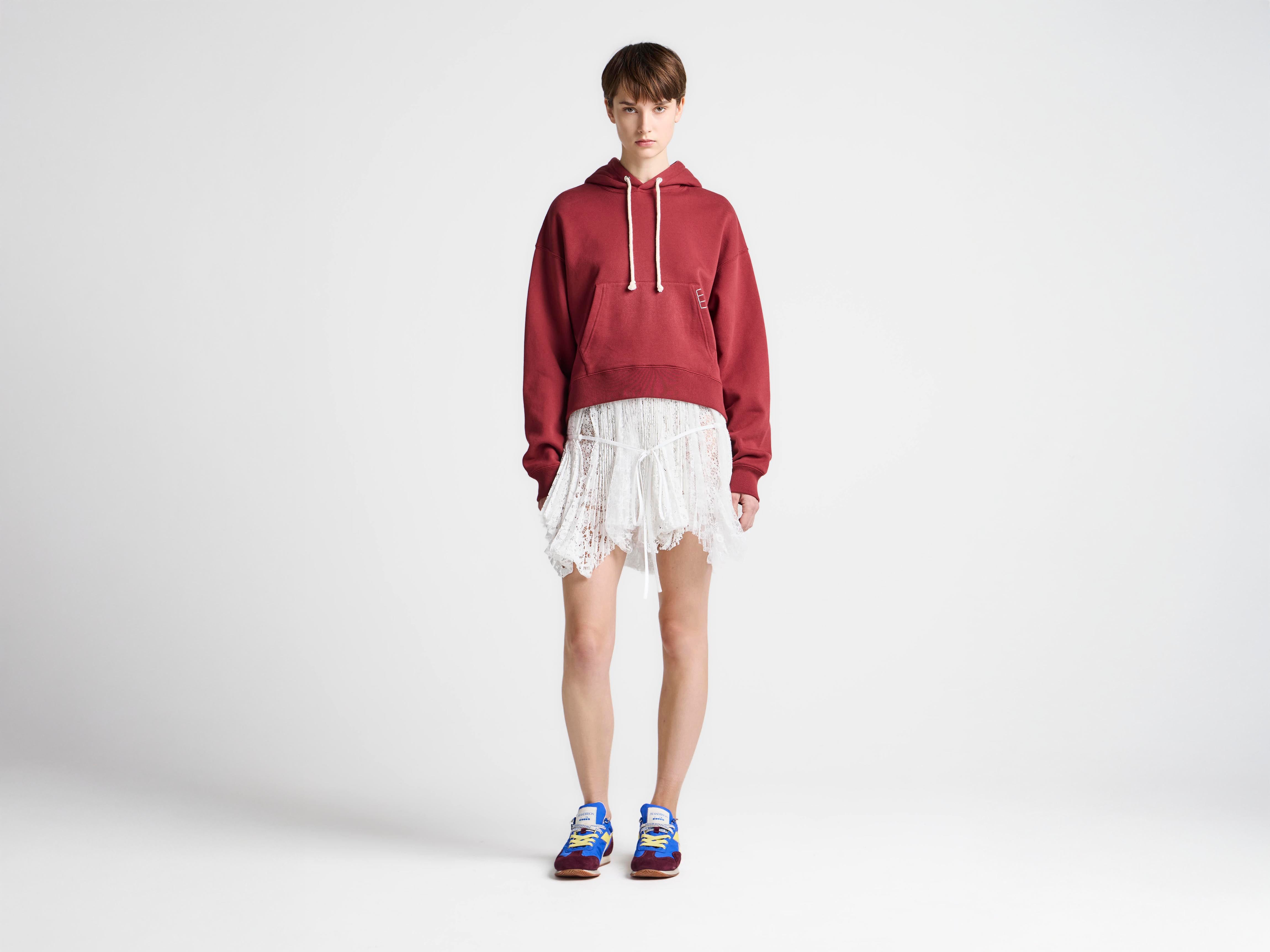 J.W.Anderson Hoodies Curved Hem Hoodie Burgundy Bordeaux