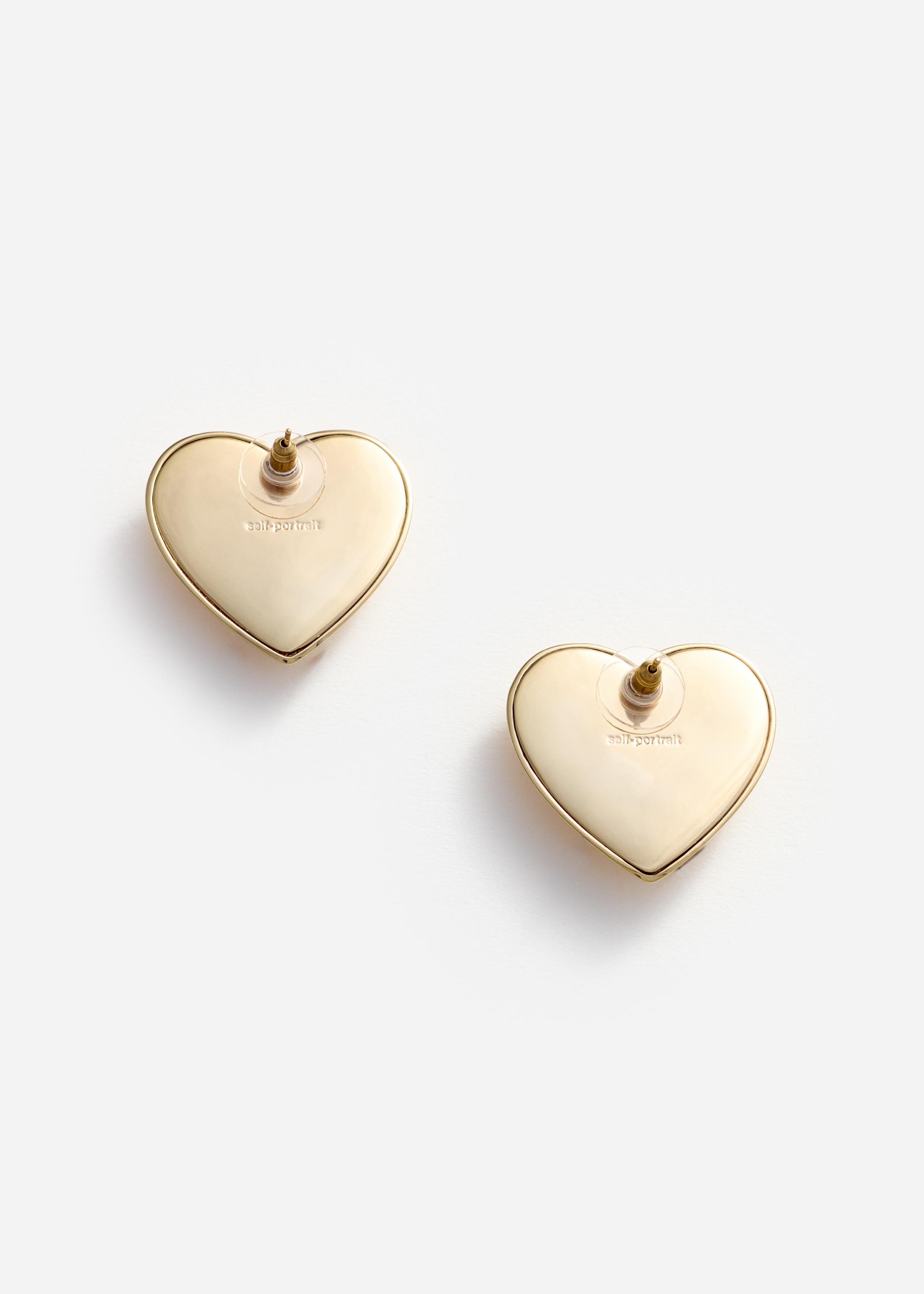 Self Portrait Gold Crystal Heart Ohrringe Gold Herz
