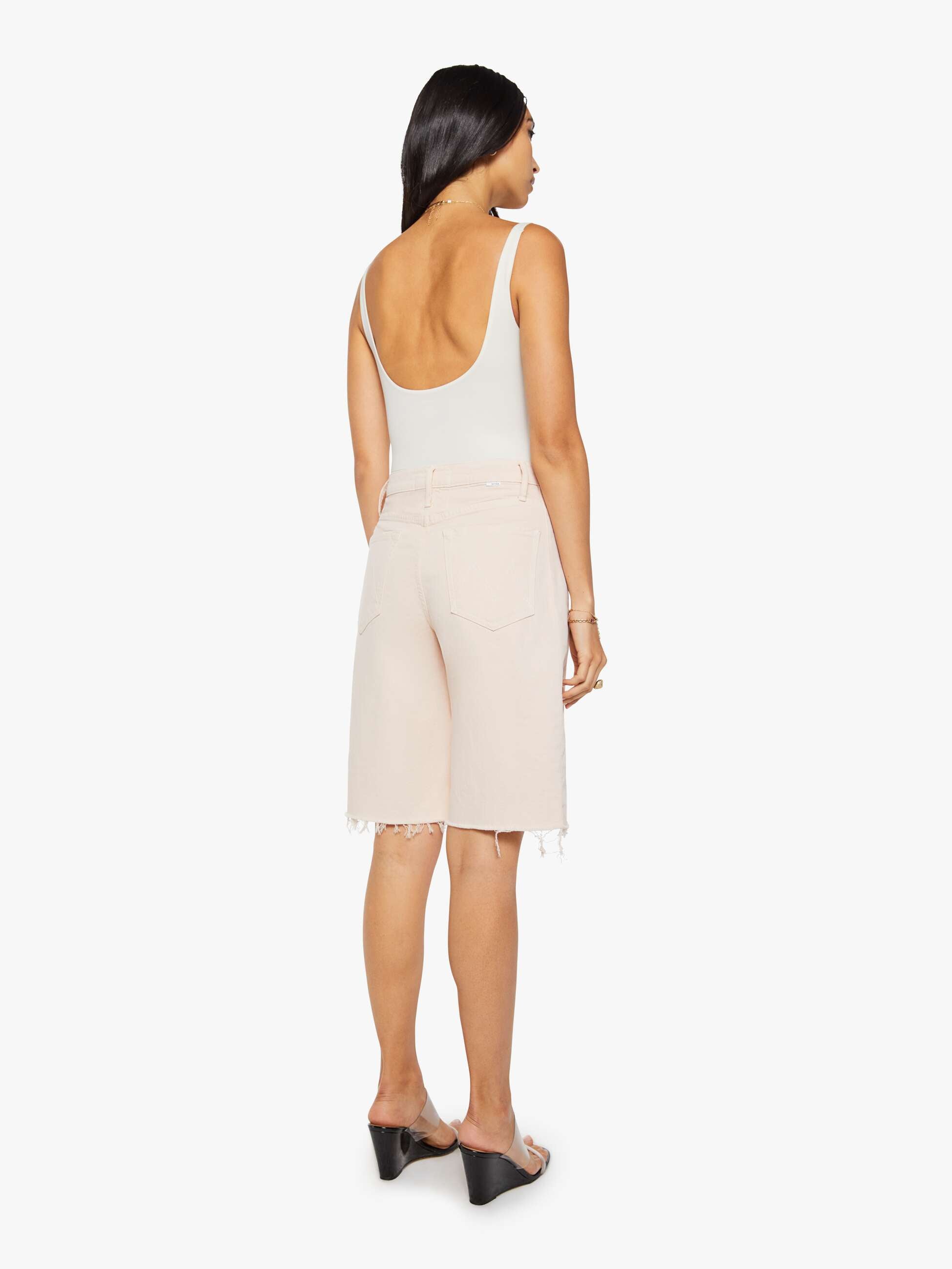 Mother Half-Pipe Bermuda Shorts Peach Puree High-Waist