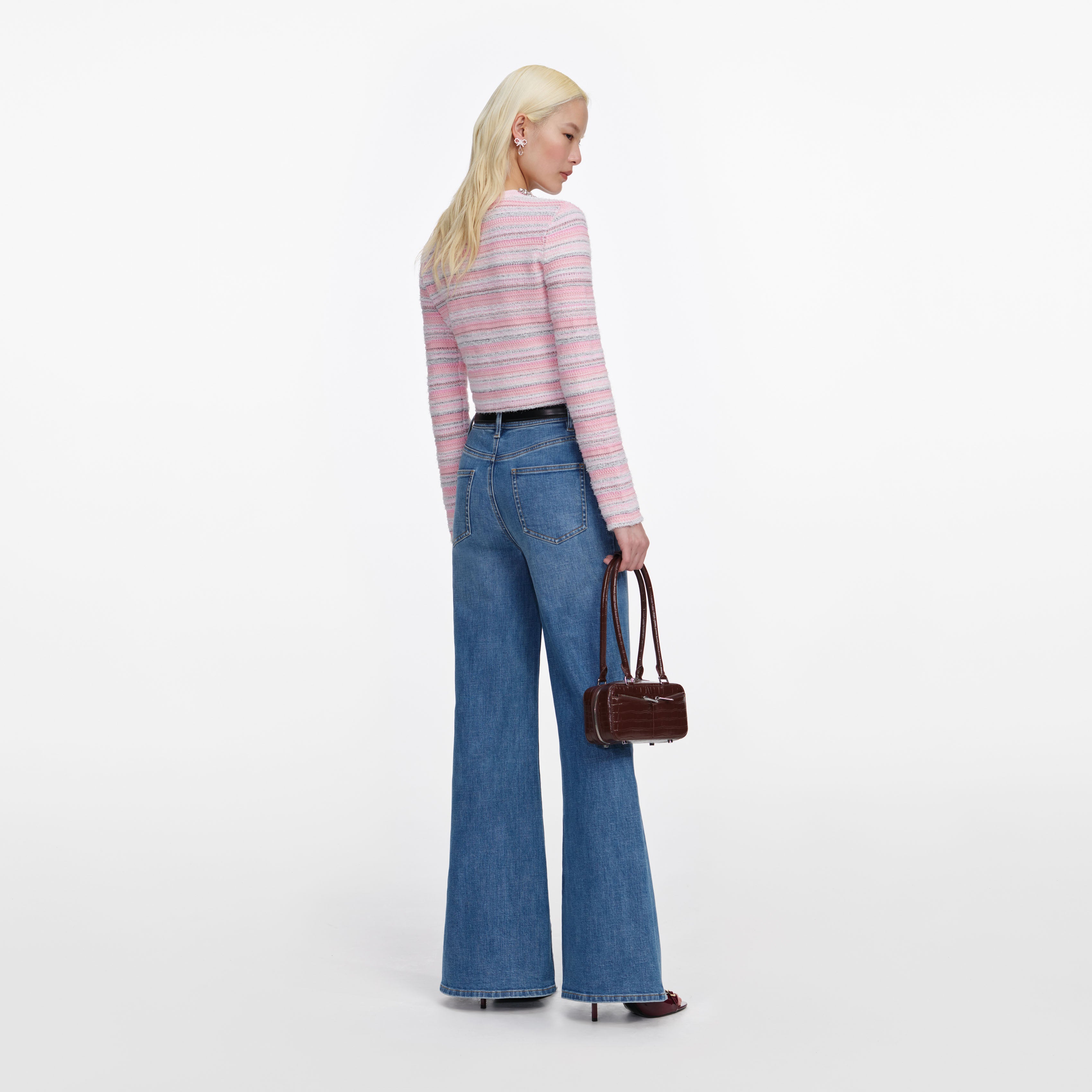 Self Portrait Mid Blue Flared Jeans Blau 26 Stretch