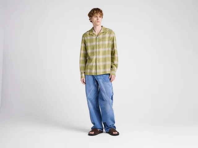 J.W. Anderson Checkered Shirt Herren Apple Green Flanell