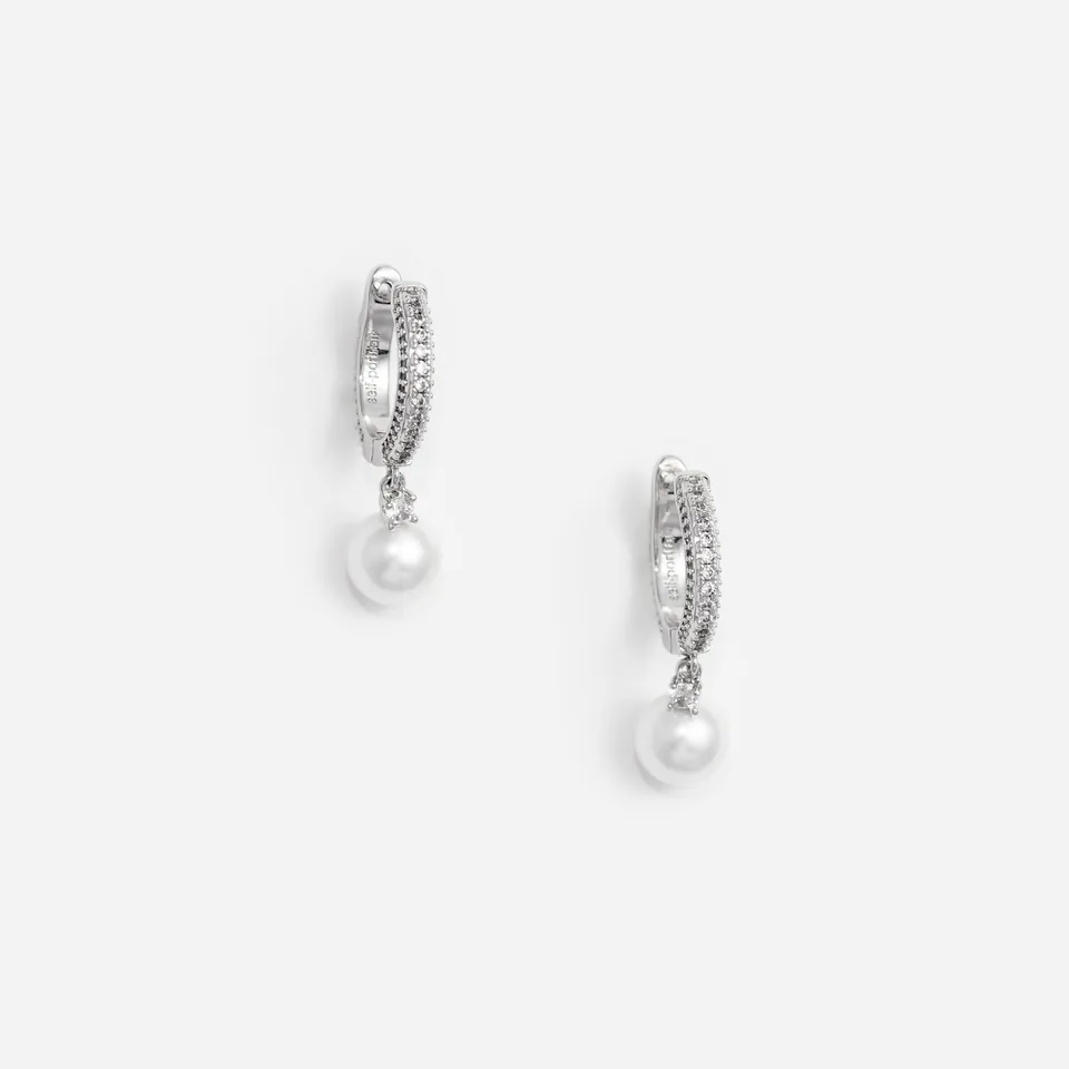 Self Portrait Jewellery Crystal Pearl Drop Hoop Ohrringe Silber One Size