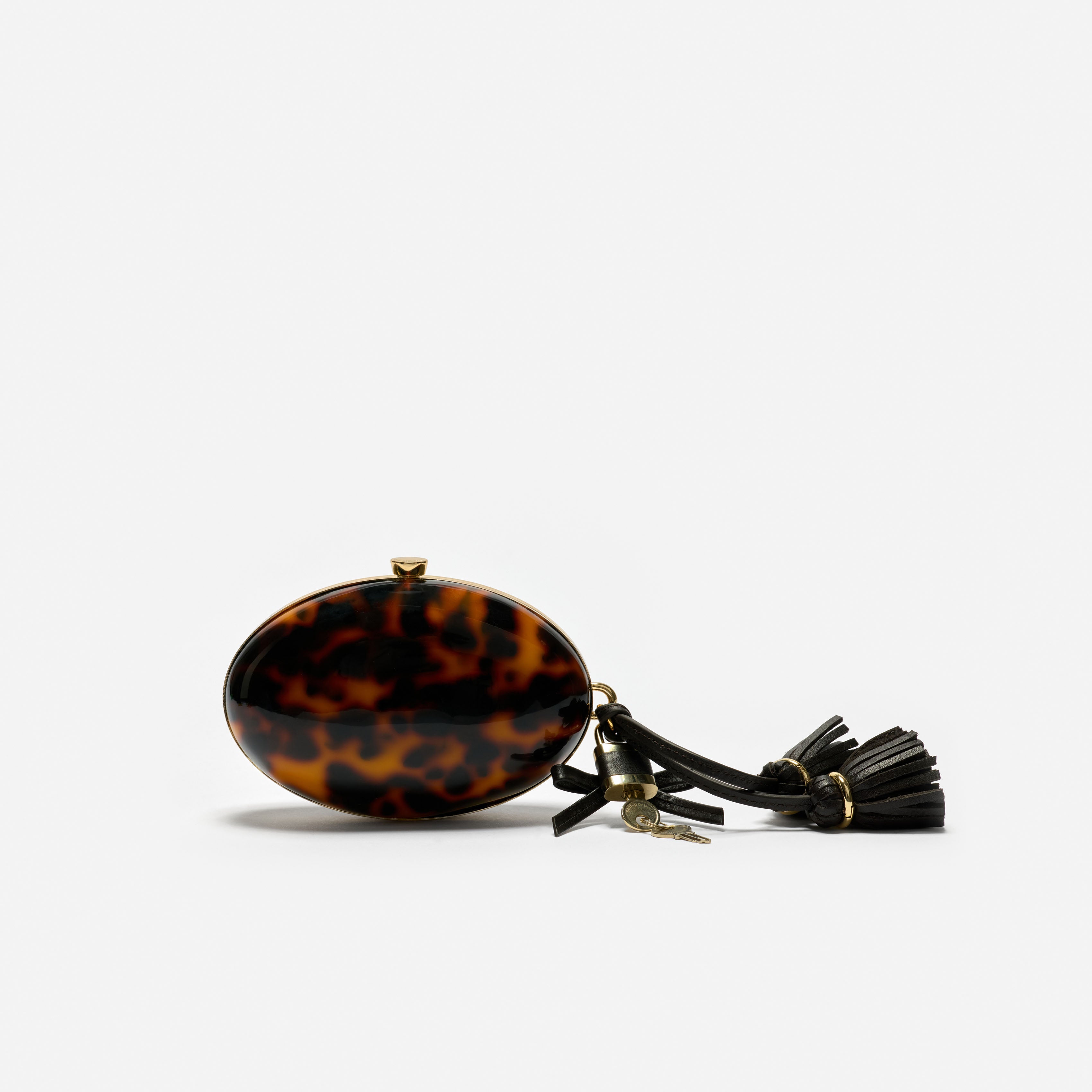 Self Portrait Brown Resin Oval Clutch Tasche Braun Mini Kette