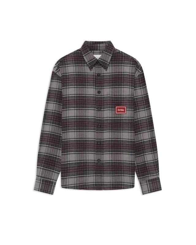 Drôle De Monsieur Boxy Flanel Checked Shirt Flanellhemd Grau