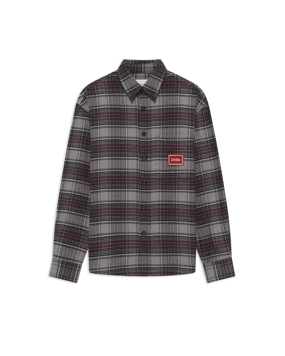 Drôle De Monsieur Boxy Flanel Checked Shirt Flanellhemd Grau