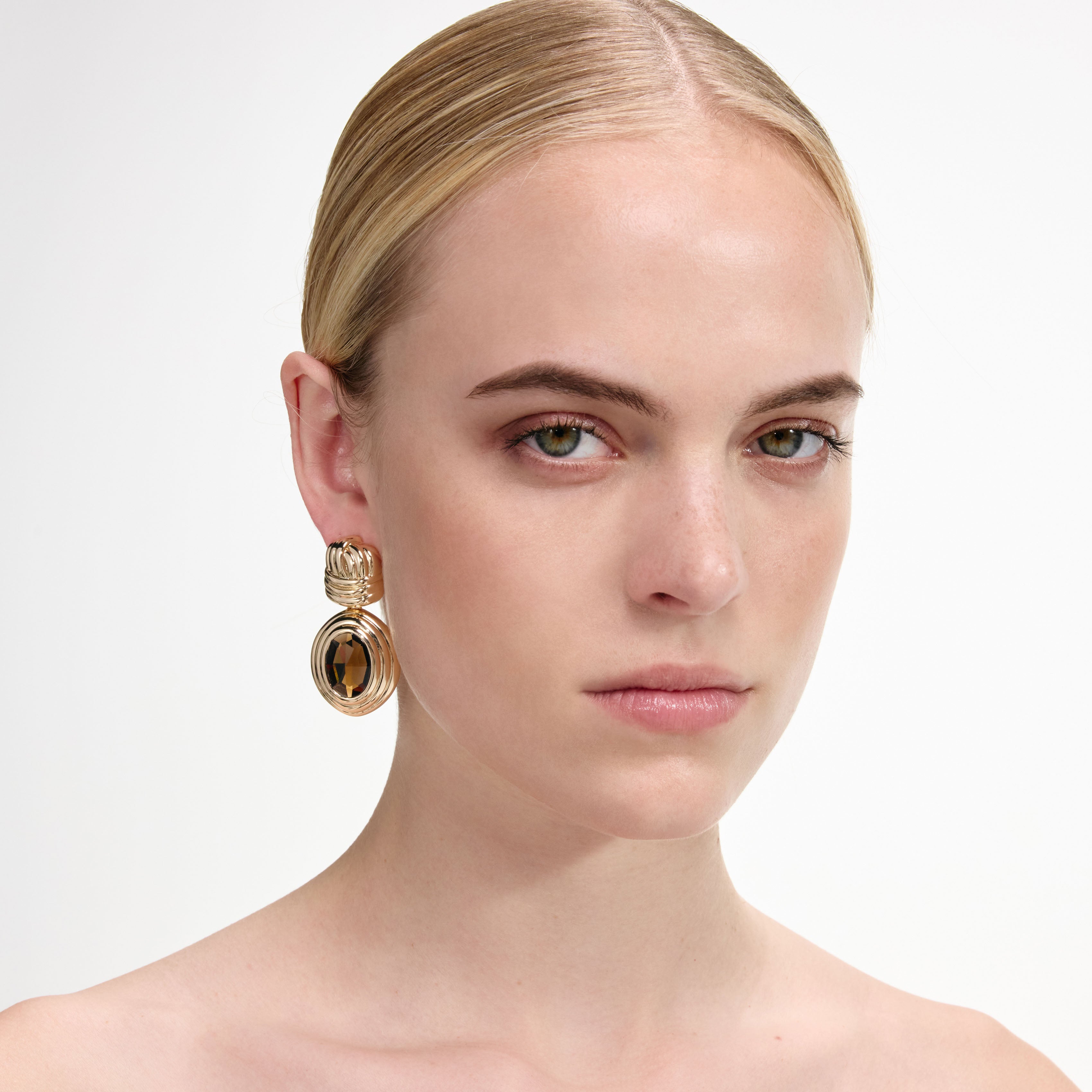 Self Portrait Gold Knot Amber Ohrringe Gold Braun